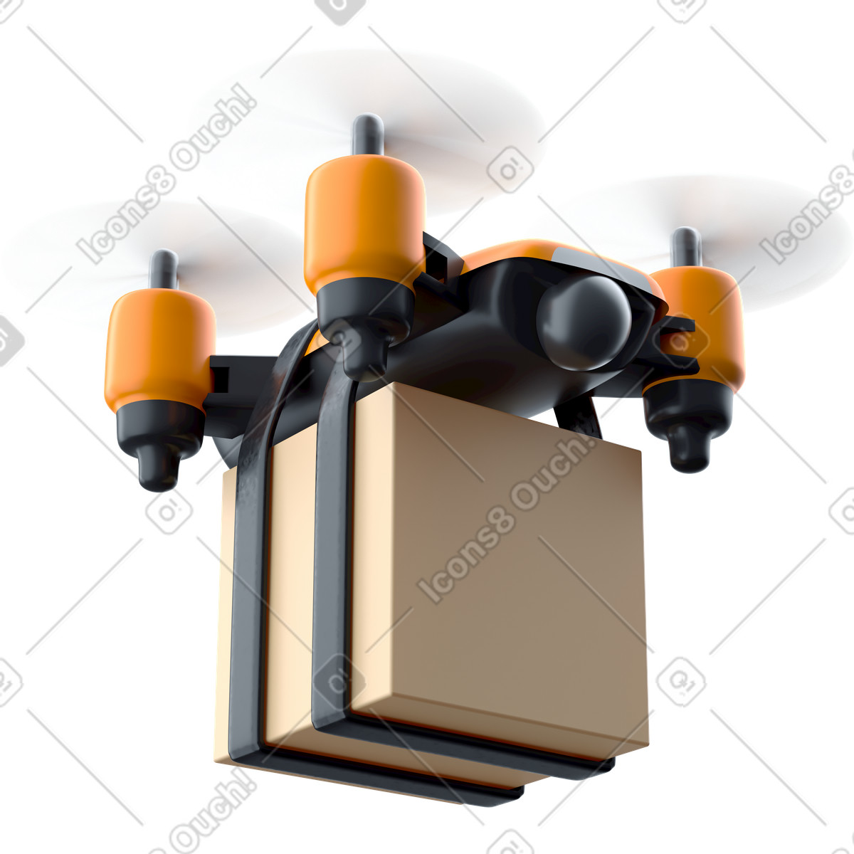 Ilustração de Drone voando com pacote em no estilo 3D Business para baixar em PNG, SVG