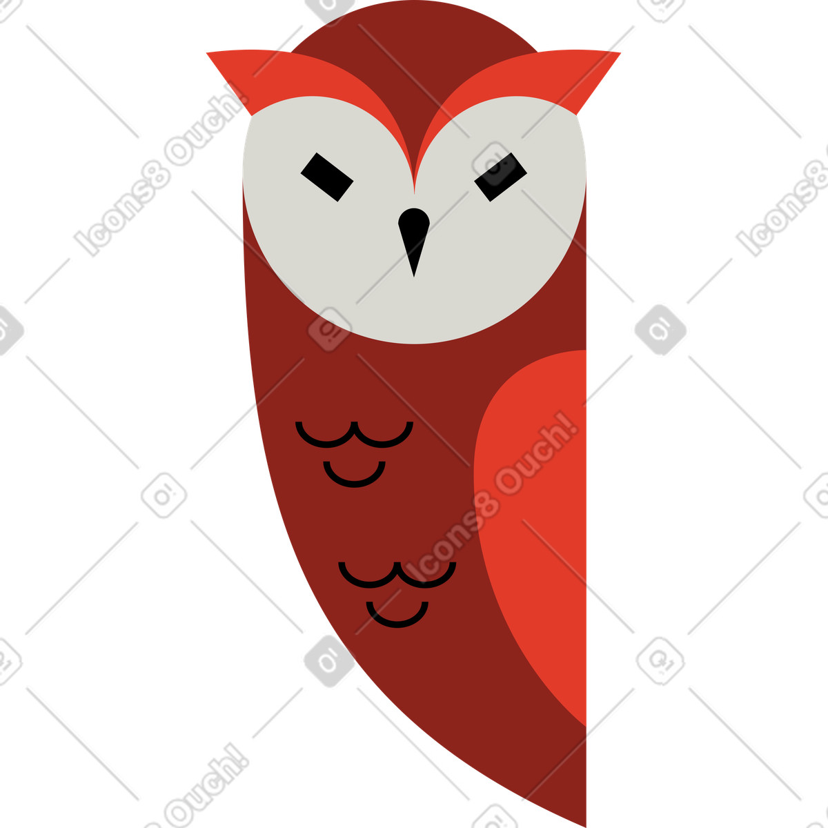 下载 Burgundy 风格的 猫头鹰 插画，支持 PNG、SVG 格式