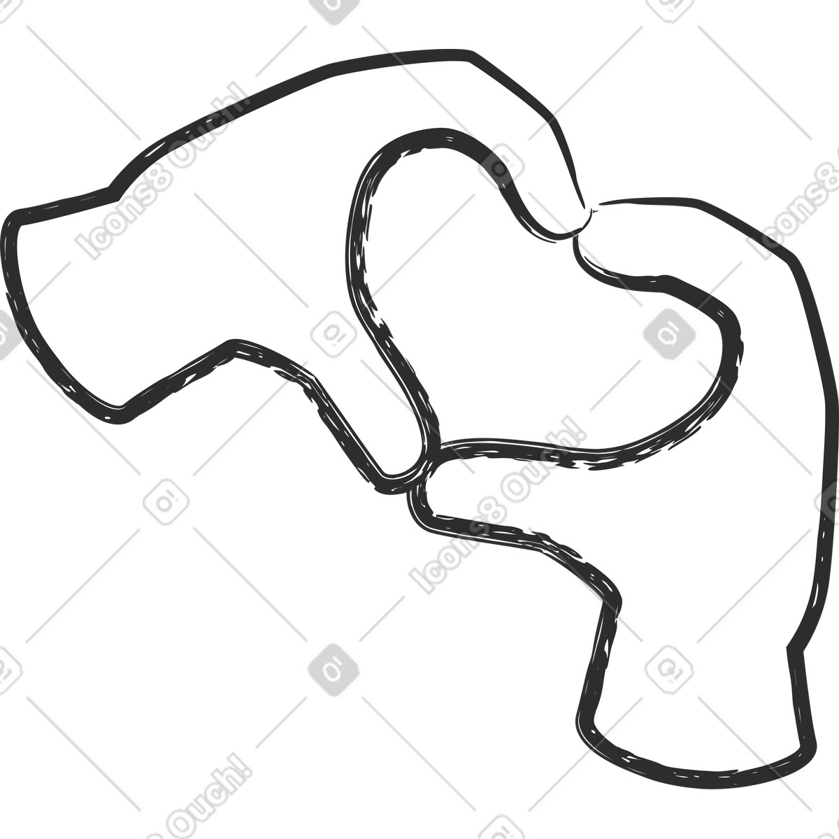 Ilustración Manos emoji formando un corazón en estilo Graphite a descargar en PNG y SVG