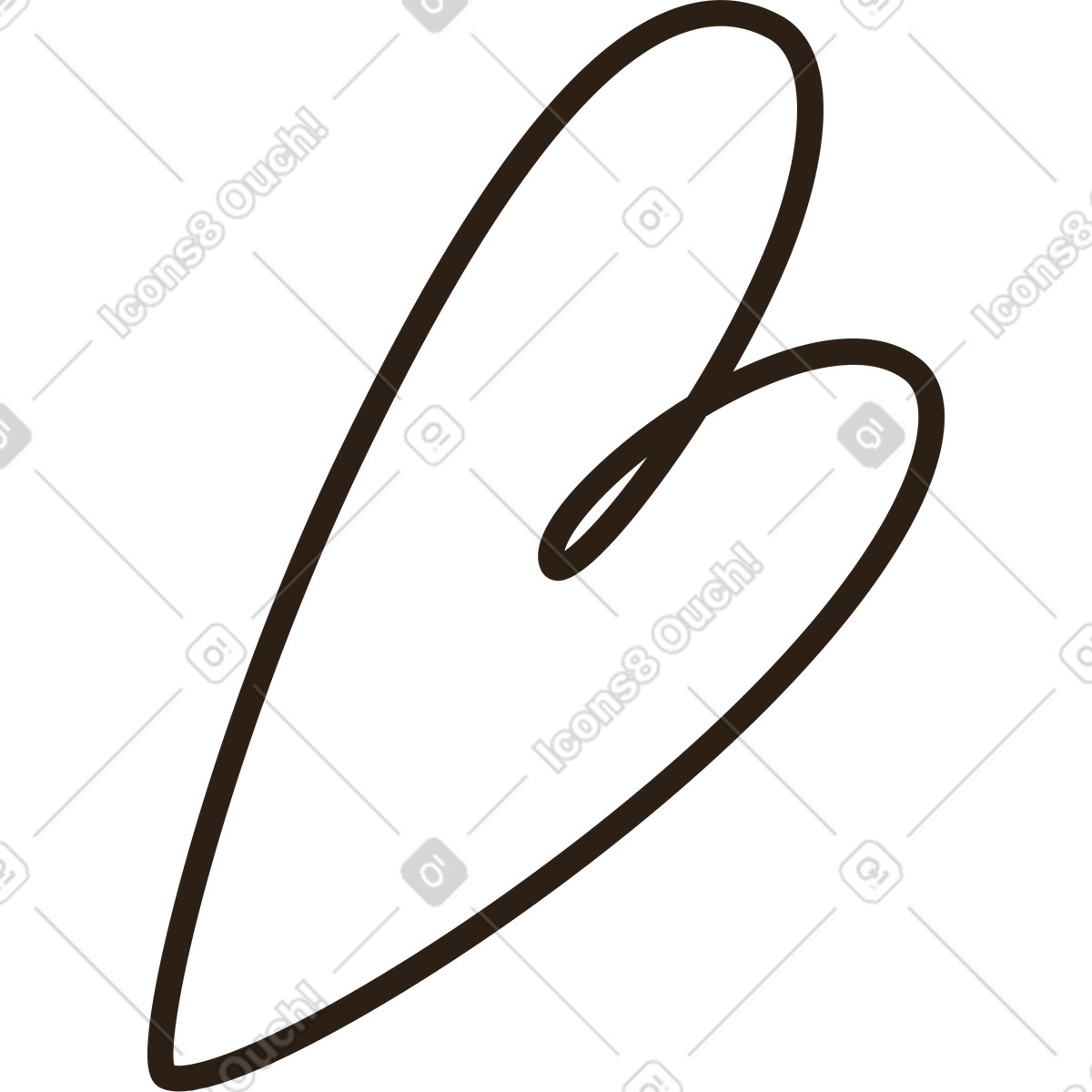 Black heart line illustration in Plain style download in PNG, SVG