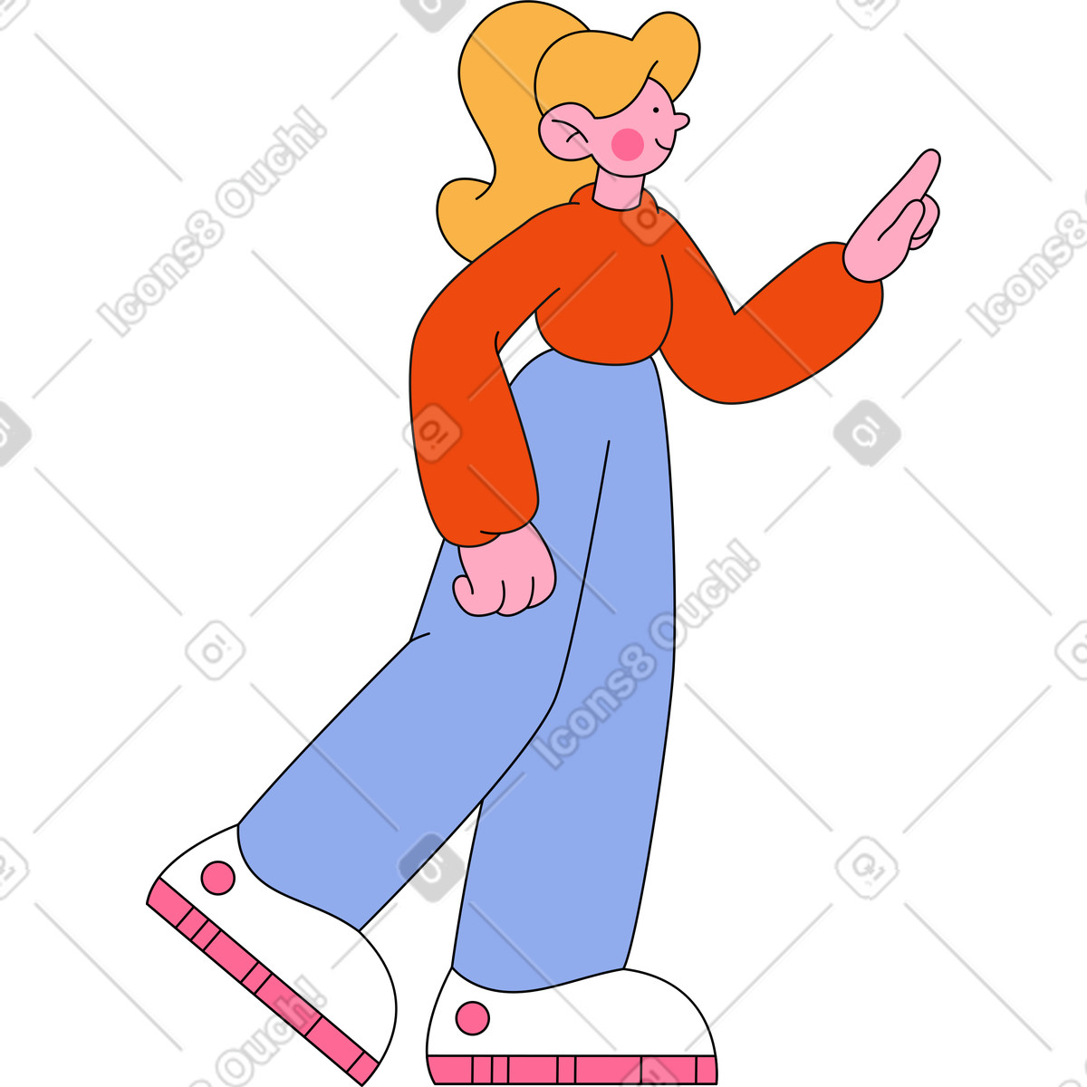 Ilustración Chica alcanzando algo en estilo Bloom a descargar en PNG y SVG