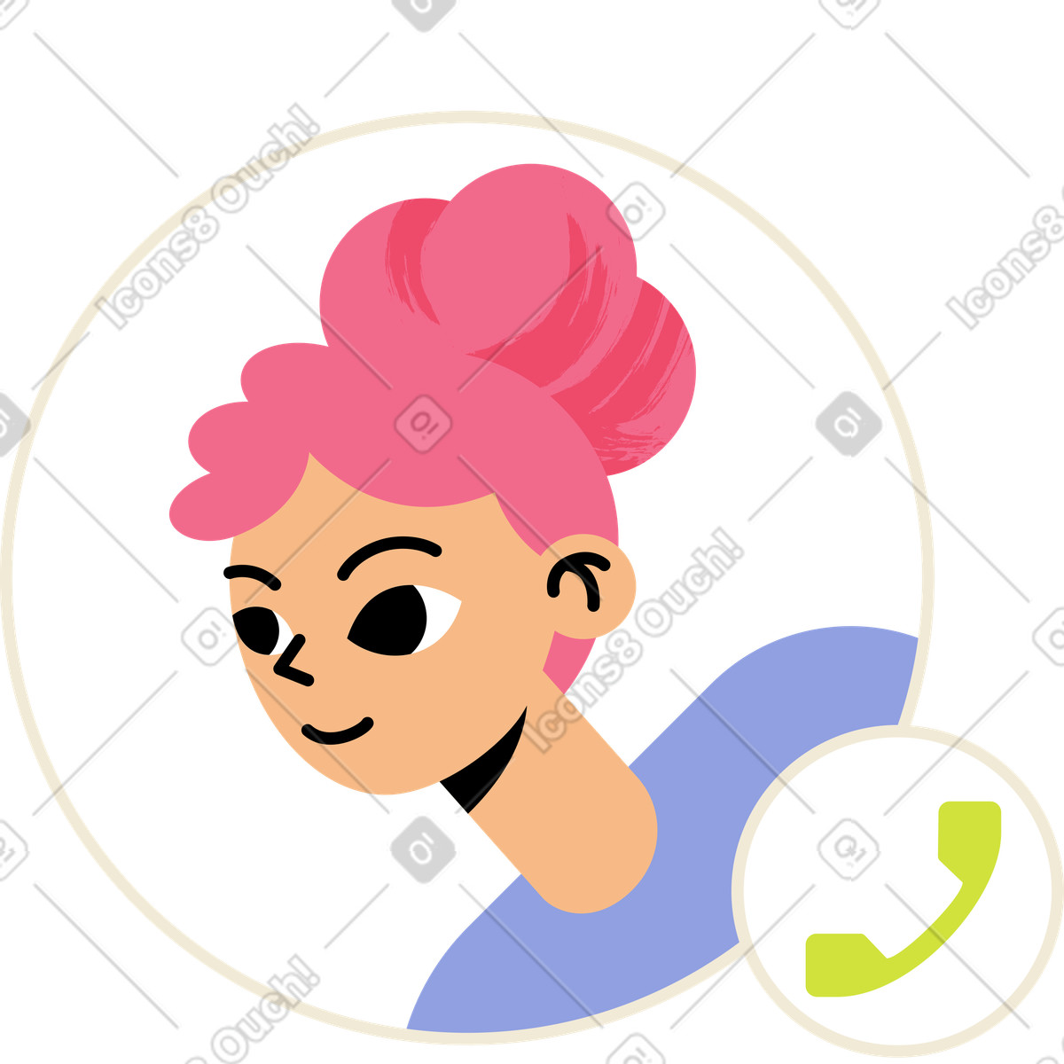 Testa femminile che fa capolino dal cerchio illustrazione in stile Juicy scarica in PNG, SVG