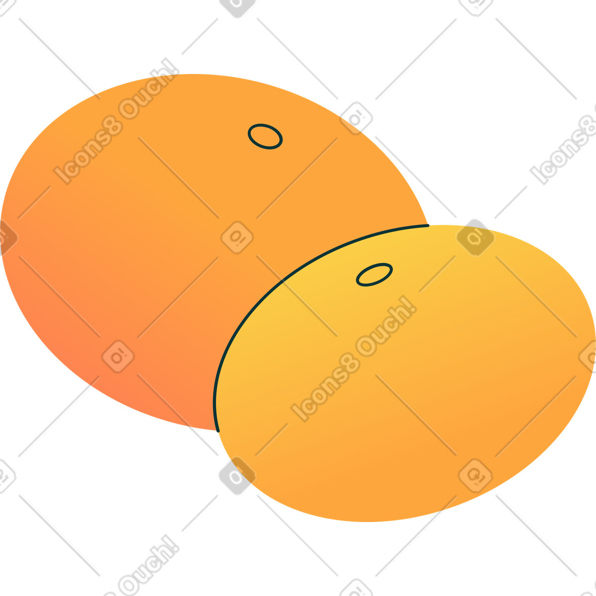 Florid スタイルの みかん2個 のイラストをPNG、SVG形式でダウンロード