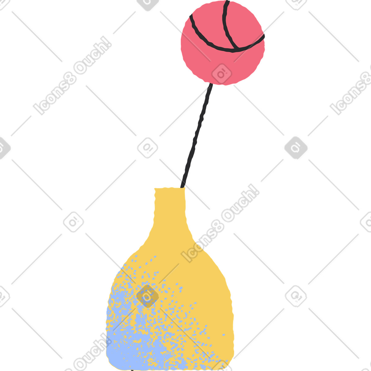 Rosa in vaso illustrazione stile Pablo scarica PNG, SVG