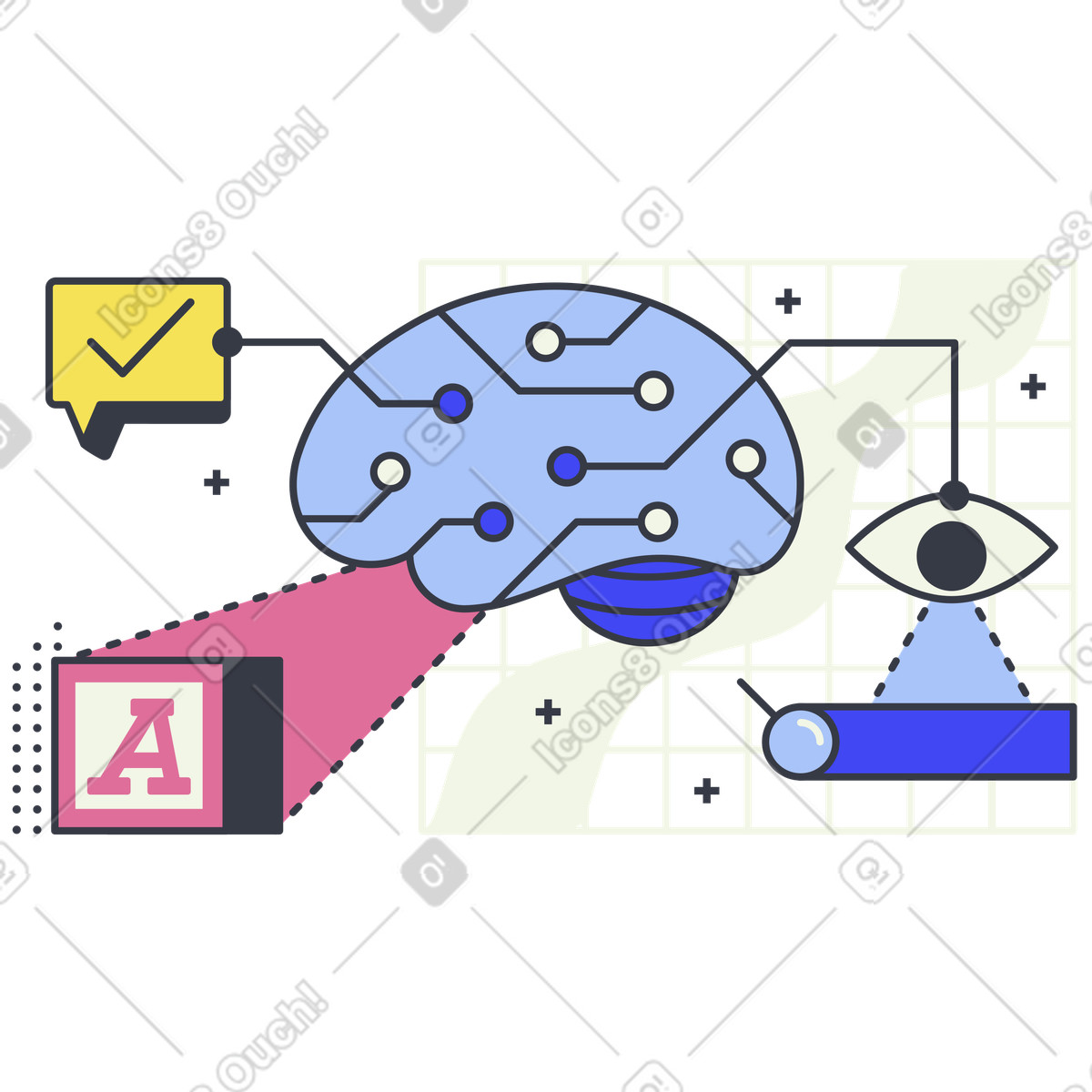 Illustration Apprentissage automatique et informatique cognitive dans le style Abstract à télécharger aux formats PNG, SVG