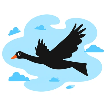 A black silhouette of a bird in flight, with its wings outstretched. The bird is positioned slightly above the center of the image. Surrounding the bird, there are various shapes and patterns created by negative space, resembling clouds and abstract forms. The background features a gradient that transitions from light blue at the top to soft white at the bottom, enhancing the contrast with the silhouette.