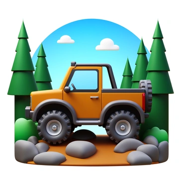A 3D all-terrain vehicle navigating through a remote wilderness