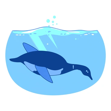 A loon diving underwater with its wings slightly spread