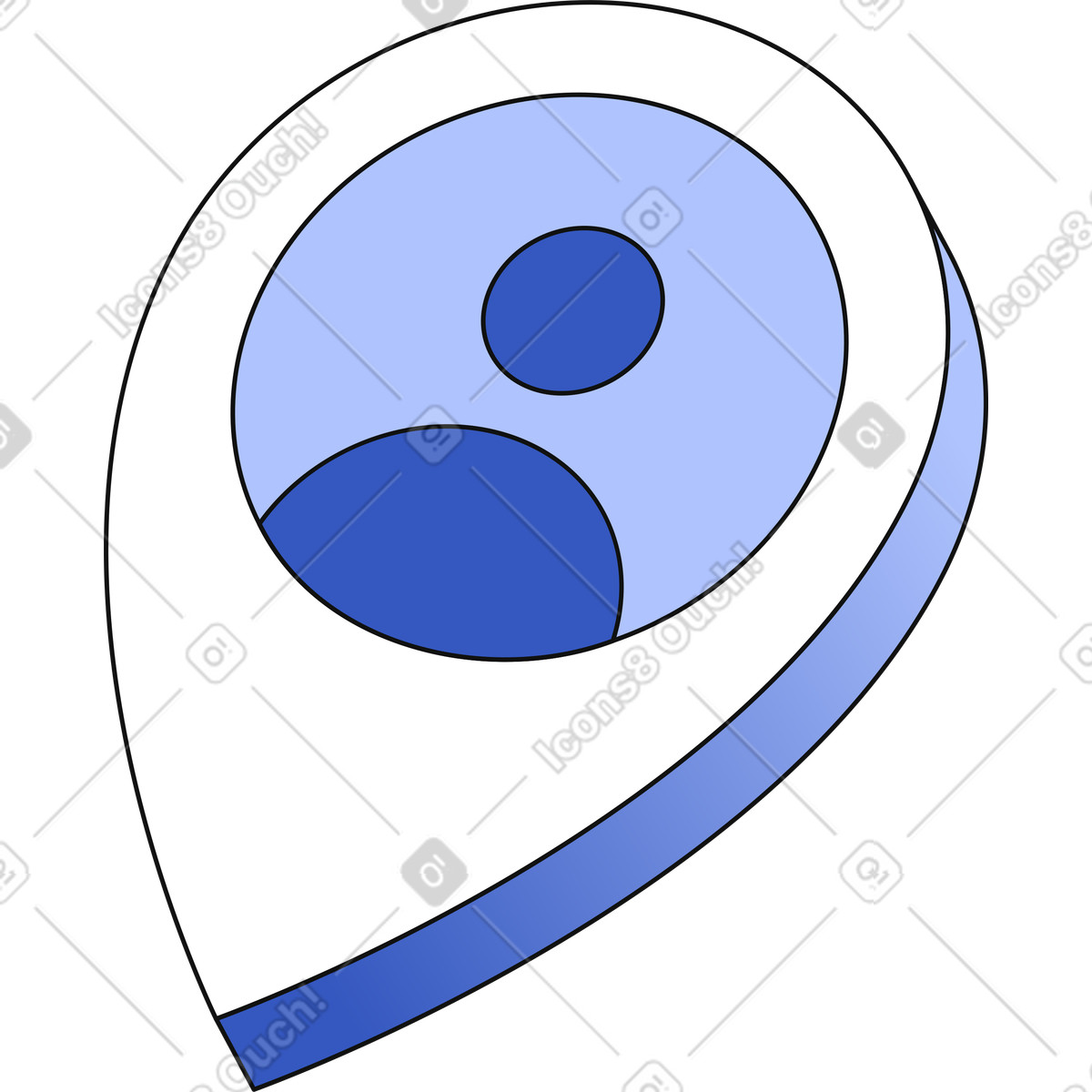 Standortsymbol mit person-Illustration im Techny-Stil als Download in PNG, SVG
