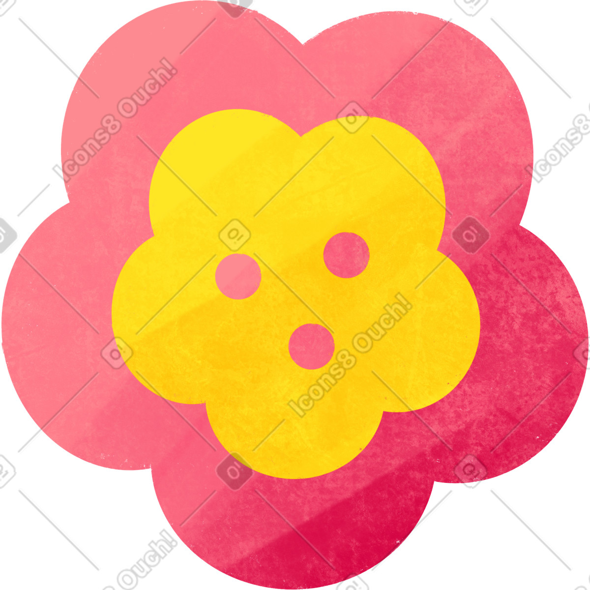 Rosa und gelbe blume-Illustration im Bonbon-Stil als Download in PNG, SVG