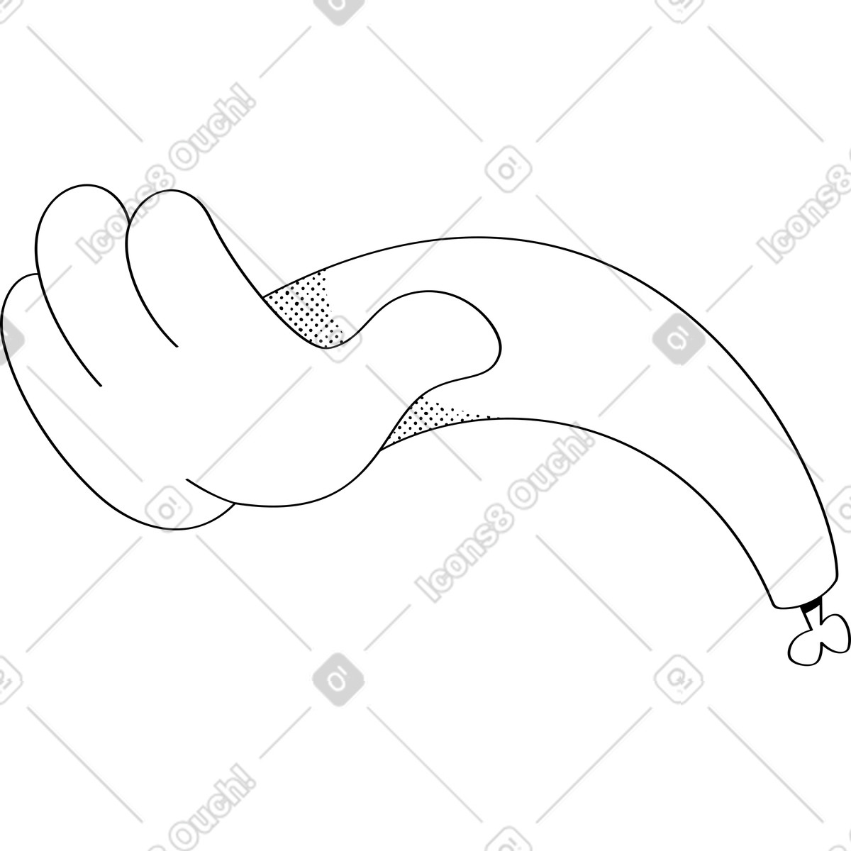 Illustration Main avec os dans le style Looney à télécharger aux formats PNG, SVG