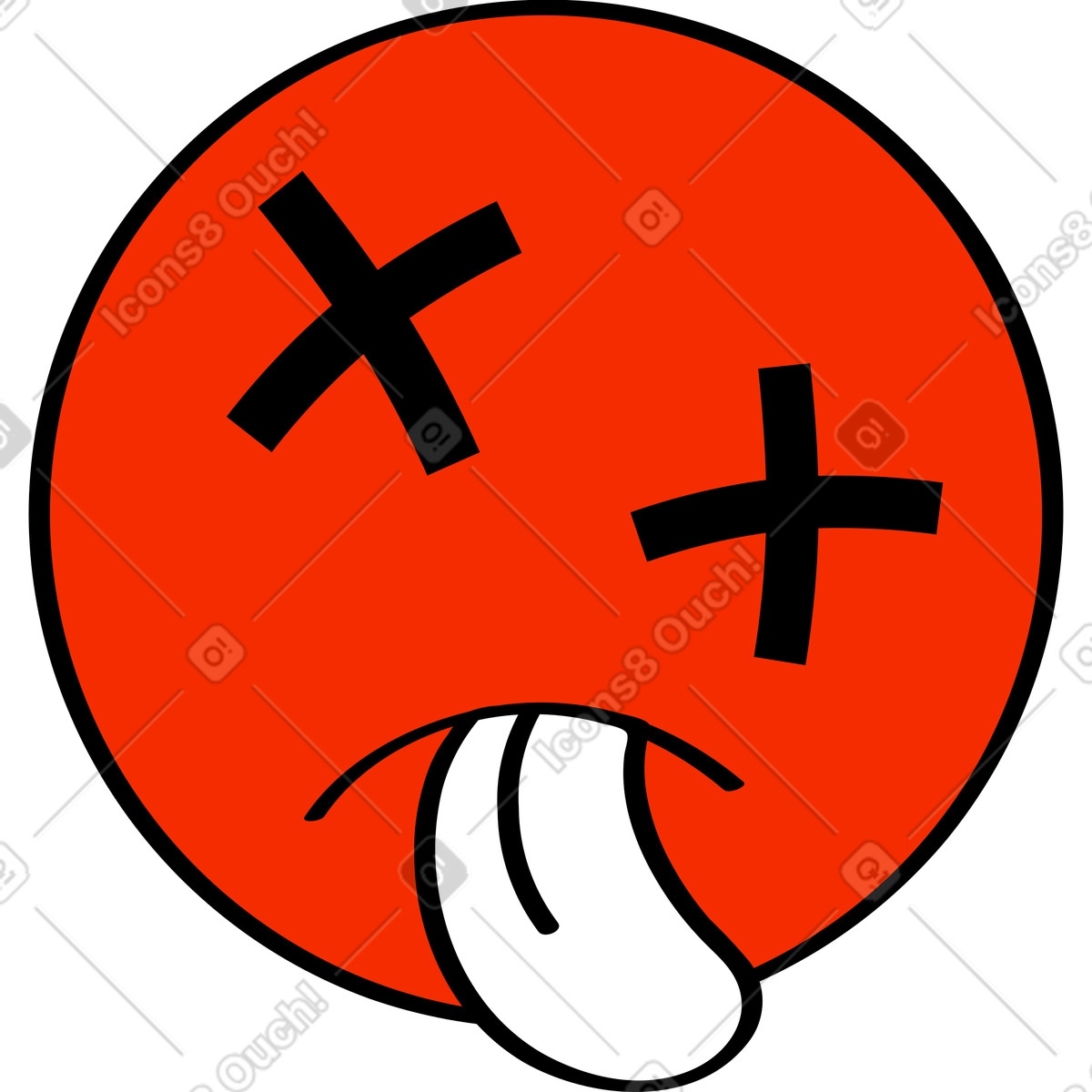 Illustration Emoji mort expression dans le style Looney à télécharger aux formats PNG, SVG