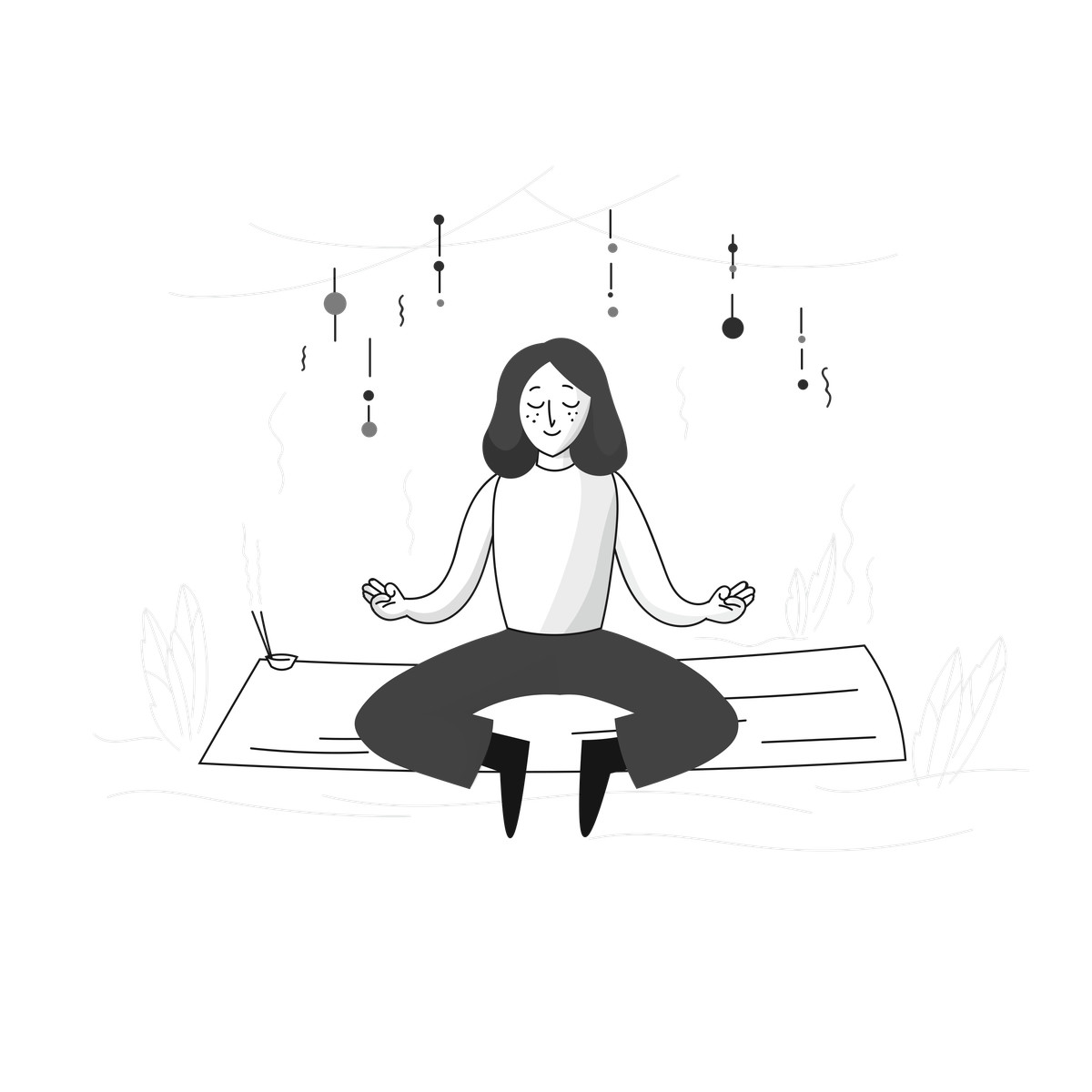 Outdoor meditation session, mental wellness and stress relief illustration in Pixeltrue style download in PNG, SVG