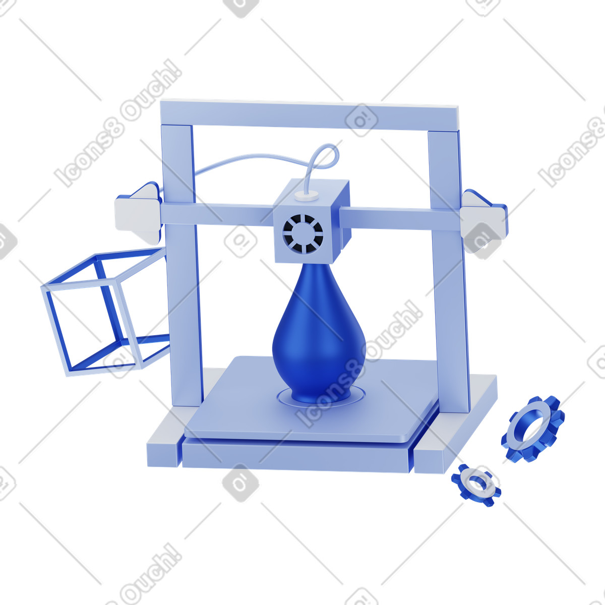 Additive manufacturing technology, 3d printer creating object on build plate animated illustration in Techny style download in GIF, Lottie (JSON), AE