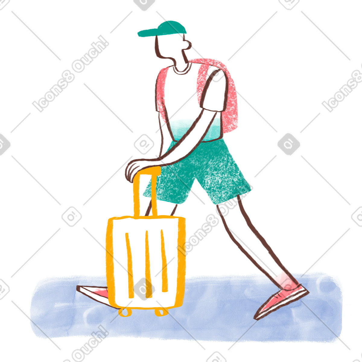 Иллюстрация Man traveling with a suitcase в стиле Company — скачать в форматах PNG, SVG