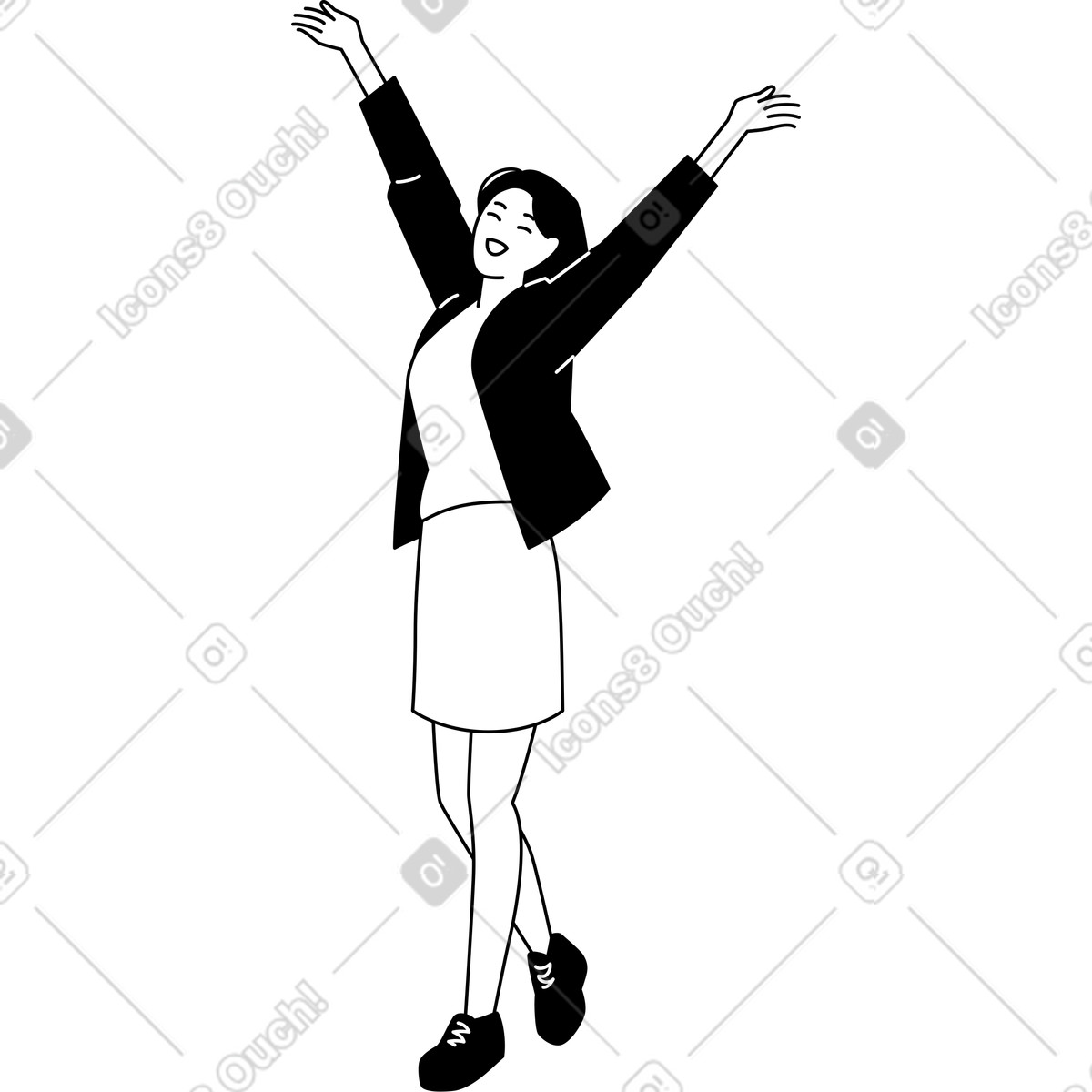 Ilustração de Mulher feliz em no estilo Weekday para baixar em PNG, SVG
