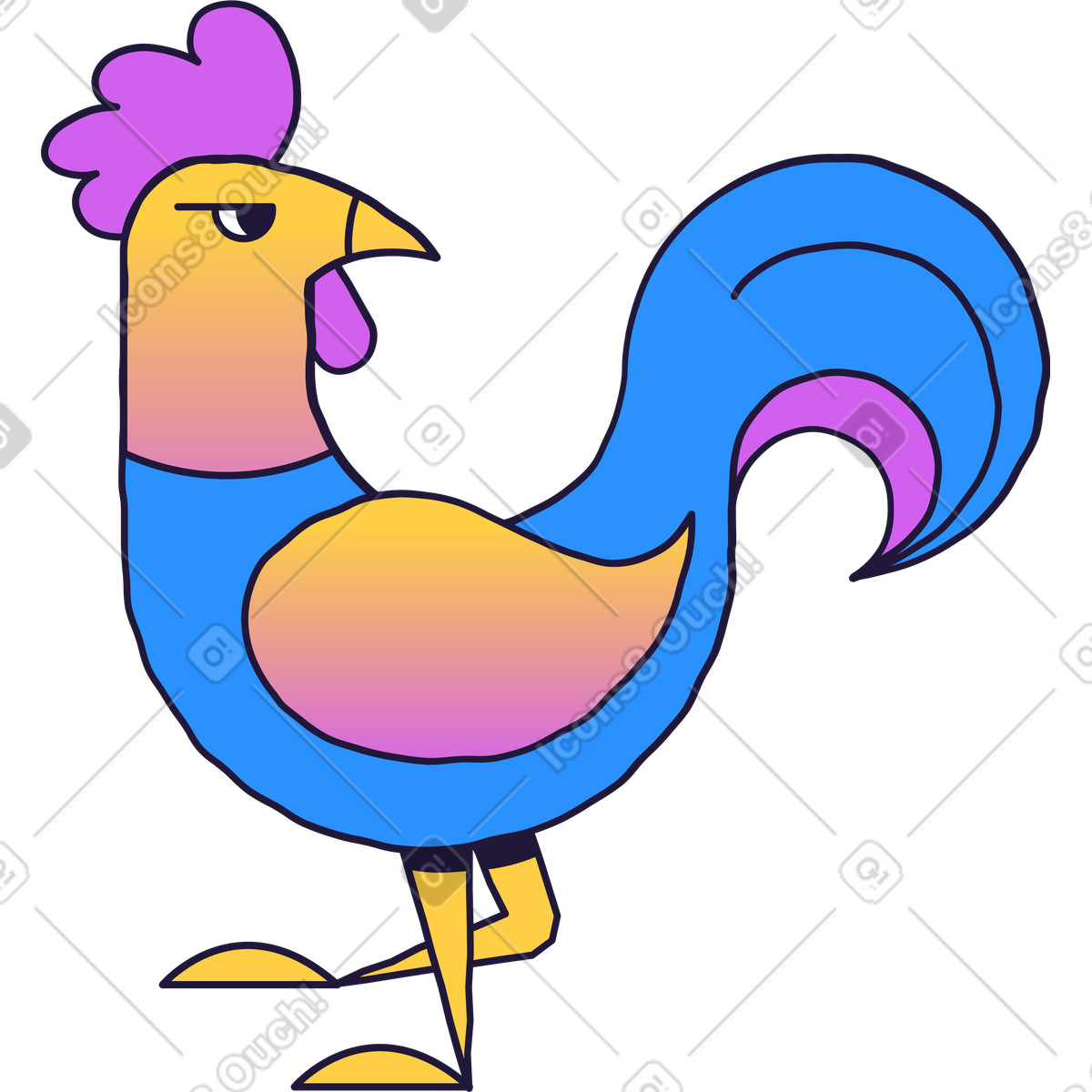 Hahn-Illustration im Conifer-Stil als Download in PNG, SVG