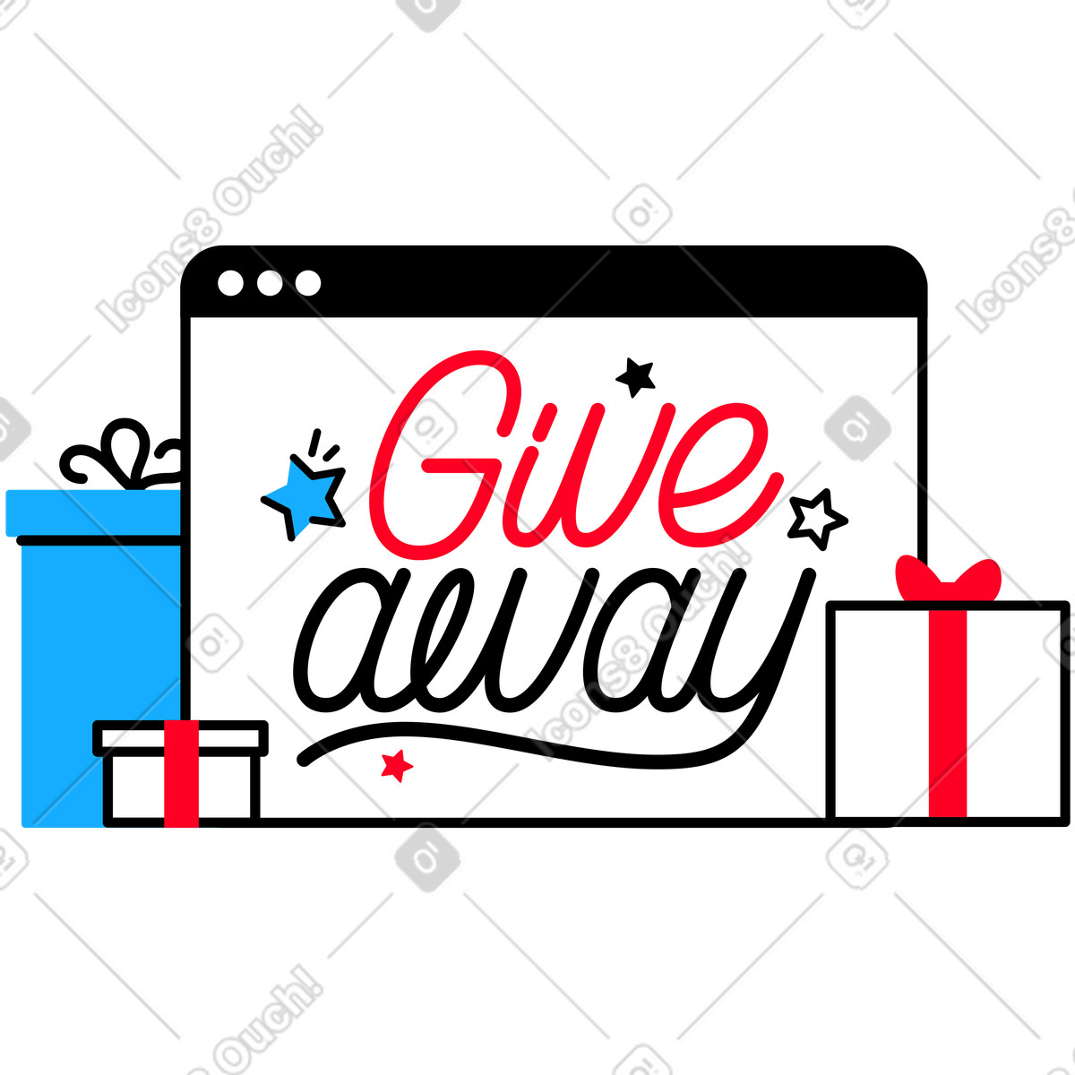 Online giveaway event, Contest or promotional campaign announcement illustrazione in stile Transistor scarica in PNG, SVG