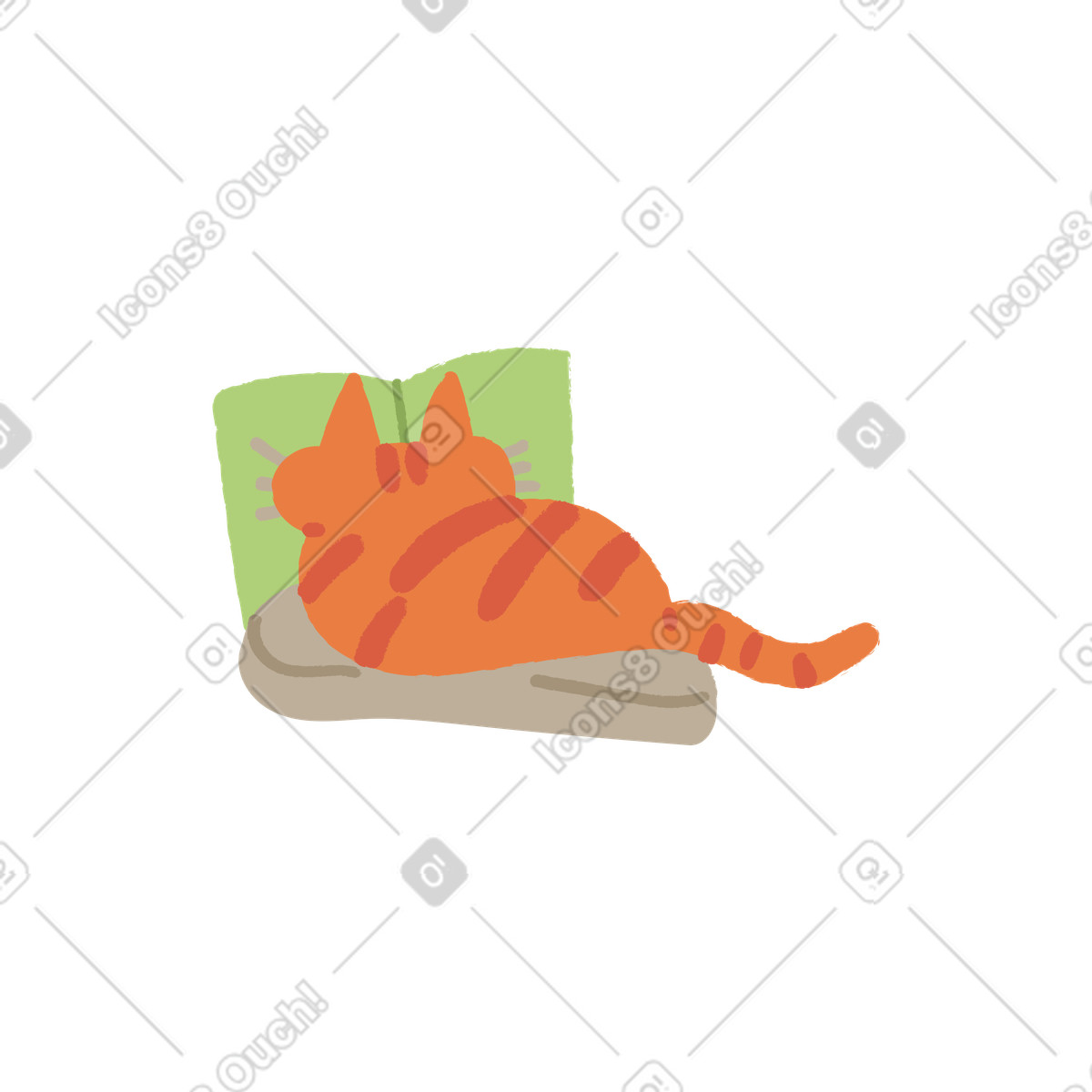 Orange cat lying and pretending to read book illustration in Ginger style download in PNG, SVG