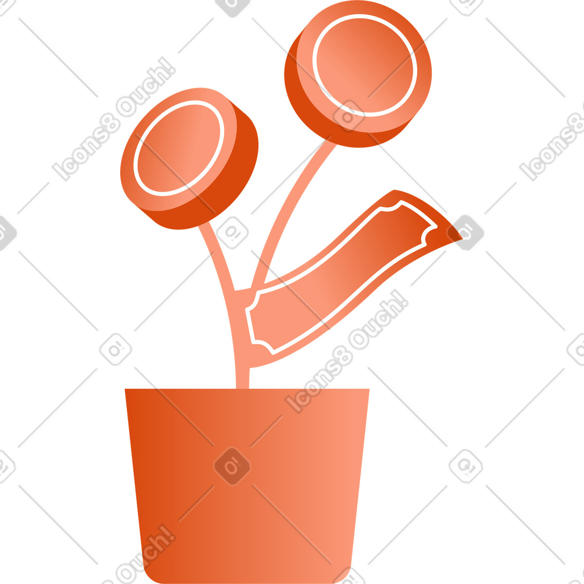 Orange 스타일의 머니 트리 일러스트레이션 PNG, SVG 다운로드