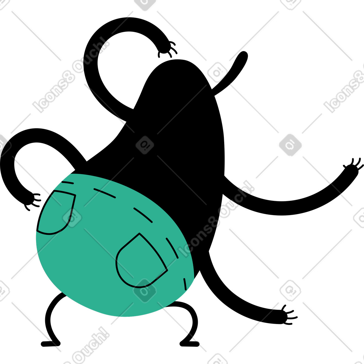 Jelly 스타일의 녹색 반바지에 검은색 캐릭터 일러스트레이션 PNG, SVG 다운로드