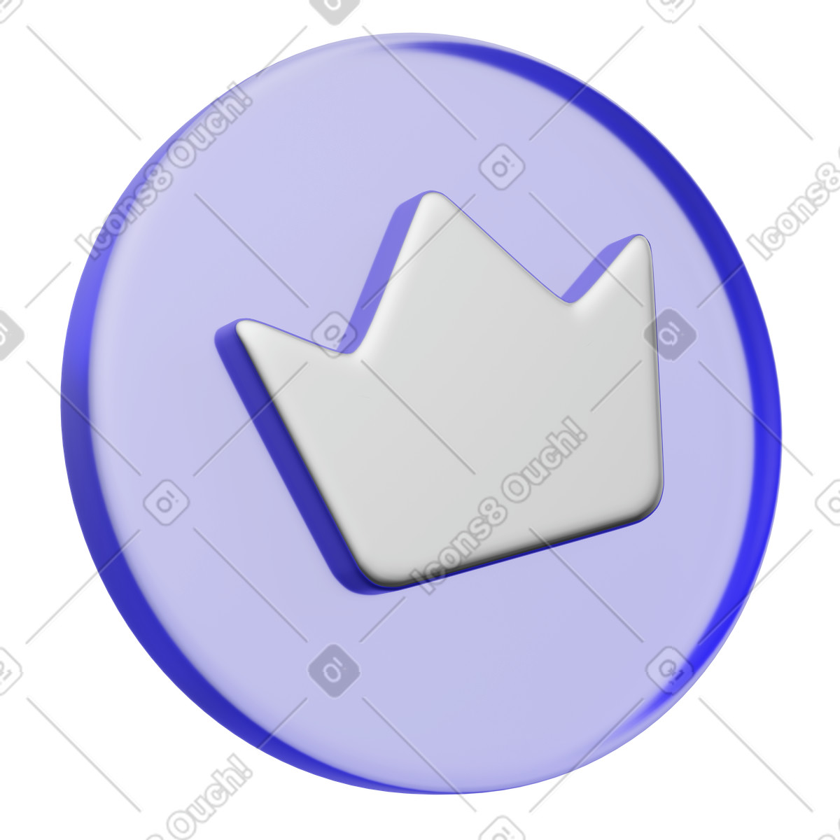 Illustration Gaming achievement crown badge for leaderboard winner rank dans le style 3D Playful à télécharger aux formats PNG, SVG