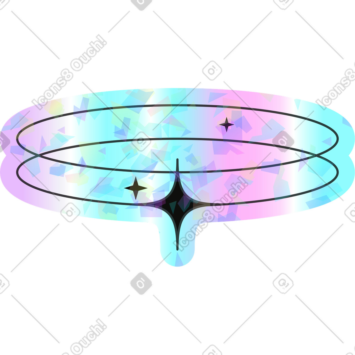 Holostickers スタイルの Decor with star のイラストをPNG、SVG形式でダウンロード