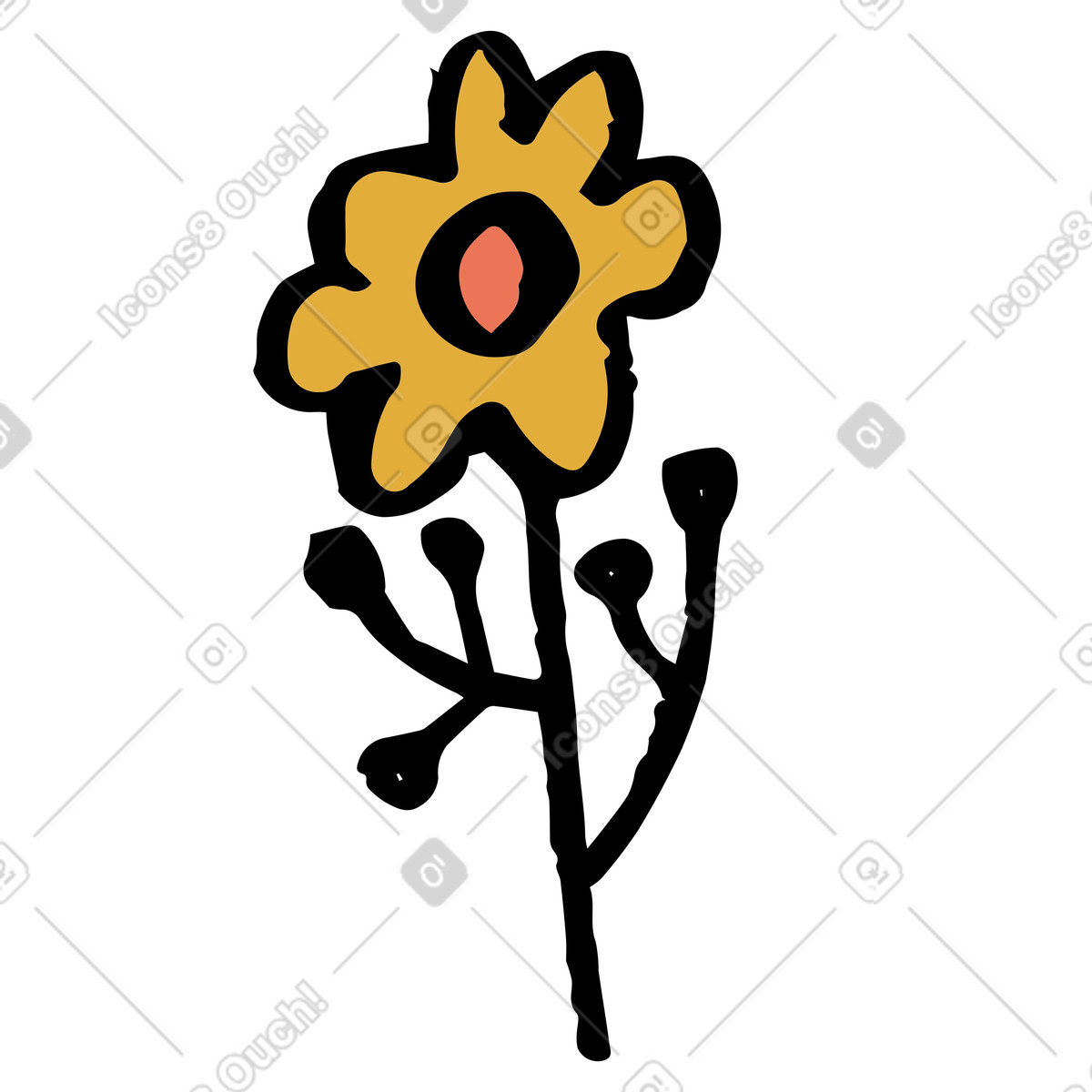 Illustration Yellow-colored wildflower dans le style Scandi à télécharger aux formats PNG, SVG