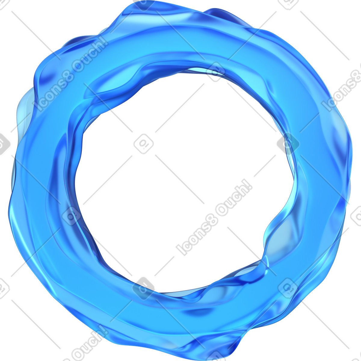 Abstract liquid blue ring illustration in 3D Glassy style download in PNG, SVG
