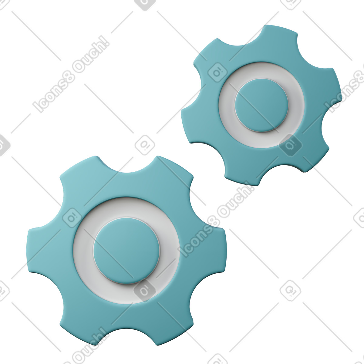 Illustration Engrenages turquoise dans le style 3D Sugary à télécharger aux formats PNG, SVG