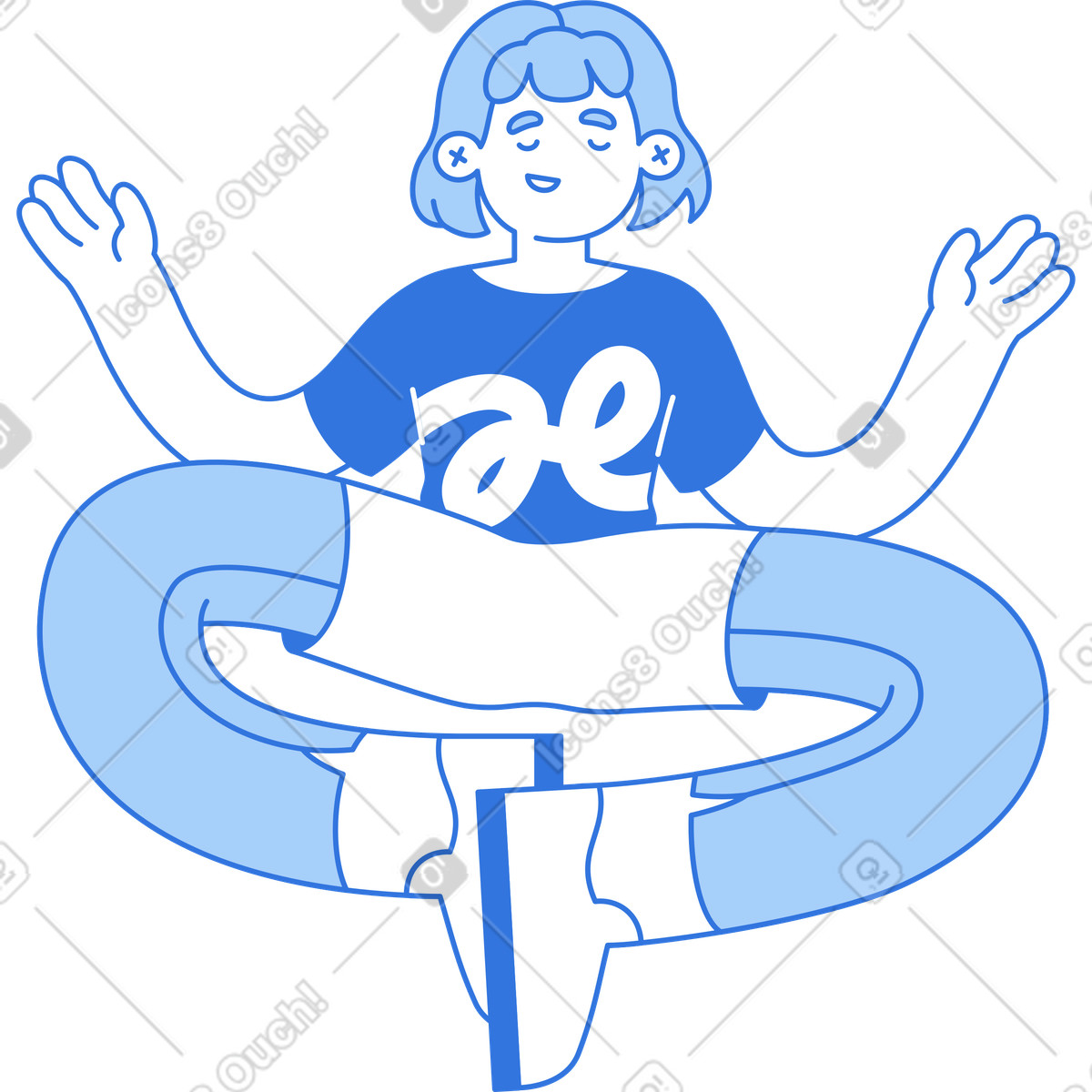 Ilustración Mujer meditando en estilo Sky a descargar en PNG y SVG