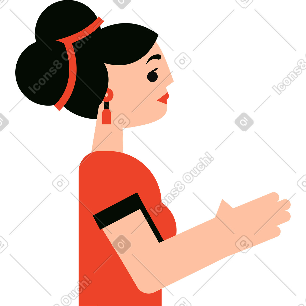 Chinese woman illustrazione in stile Polar scarica in PNG, SVG