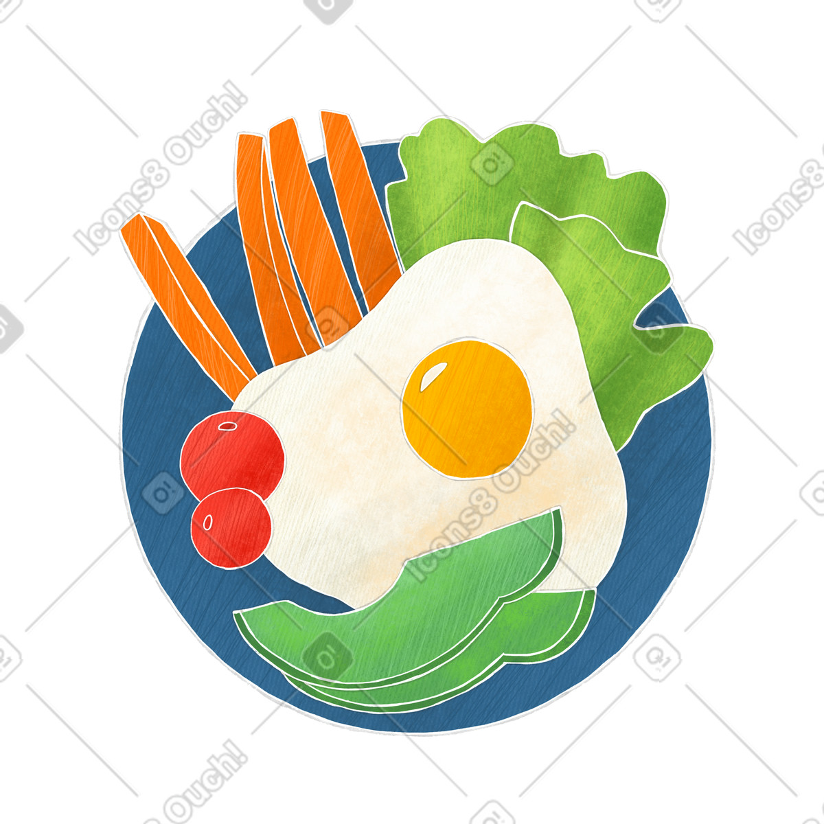 Ilustración Plate with healthy food products en estilo Crafty a descargar en PNG y SVG