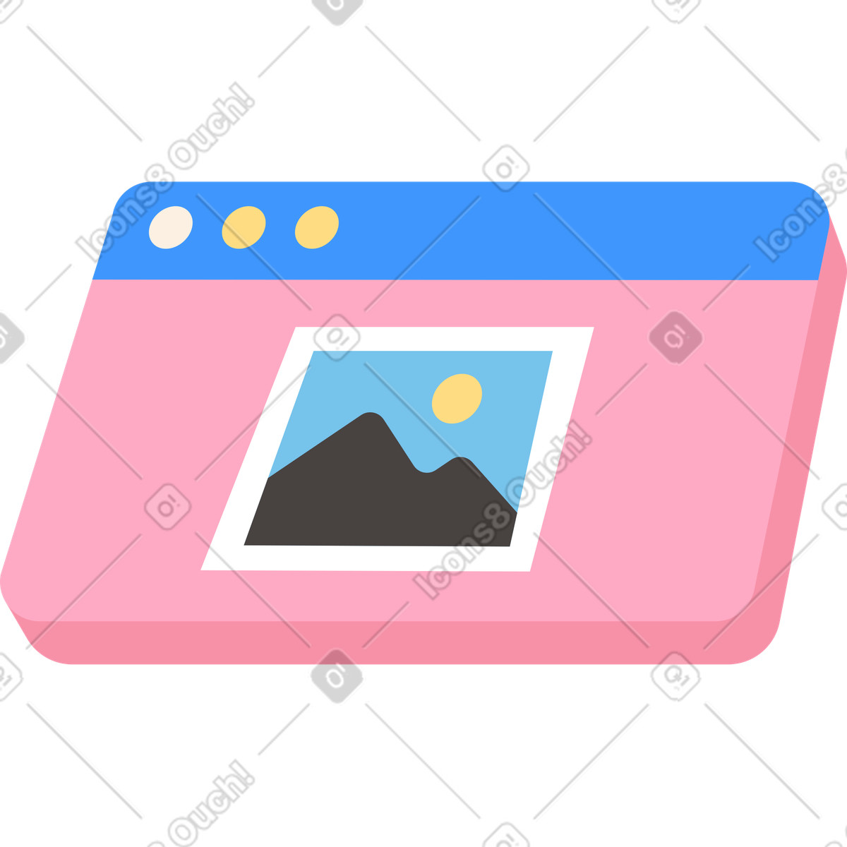 Illustration Fenêtre du navigateur avec image dans le style Dizzy à télécharger aux formats PNG, SVG