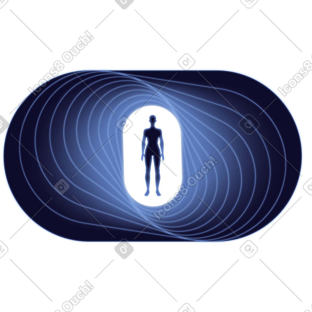 Female figure in layered energy field, Digital identity, Personalized experience illustration Dimension style download PNG, SVG