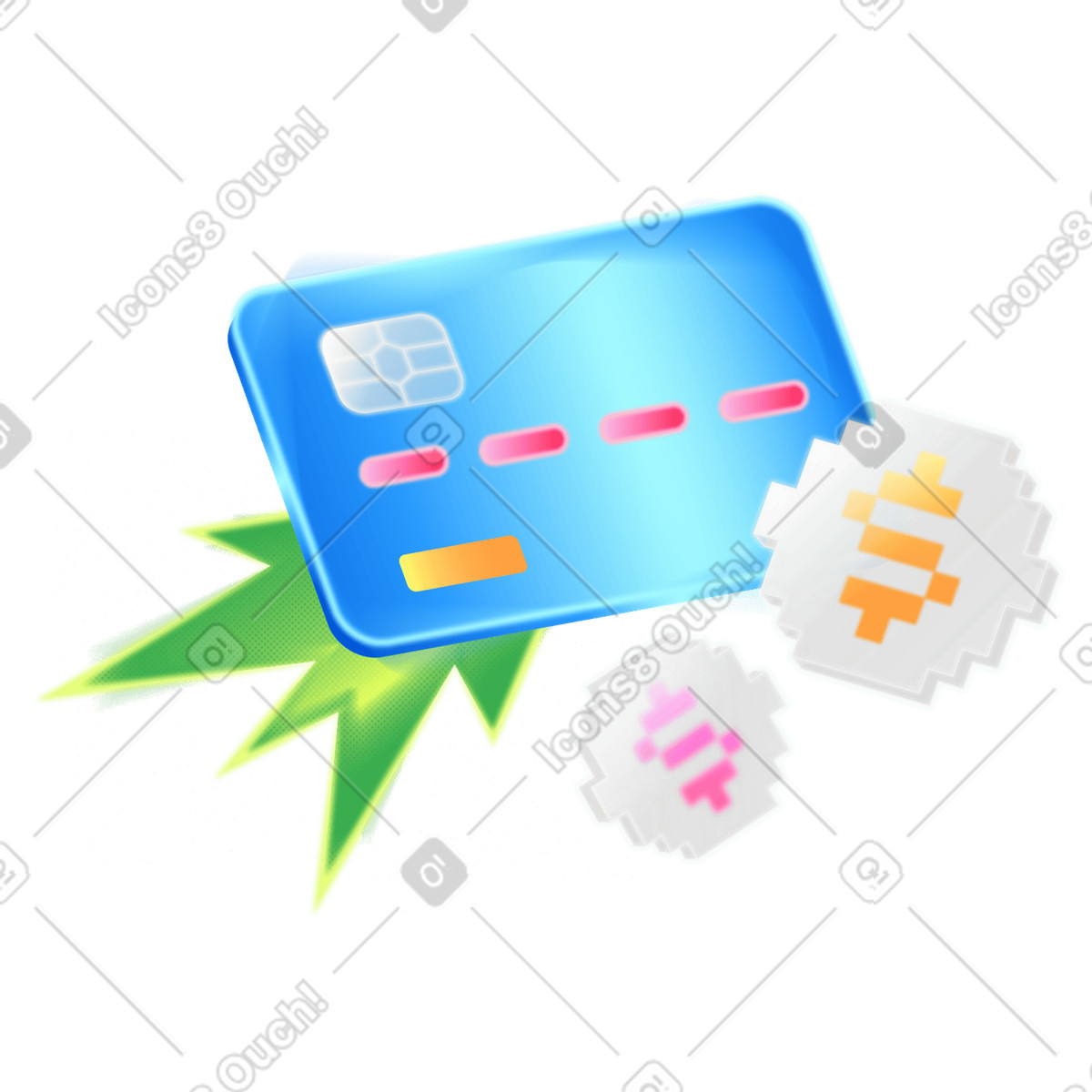 Credit card and dollar coins illustration in PNG, SVG