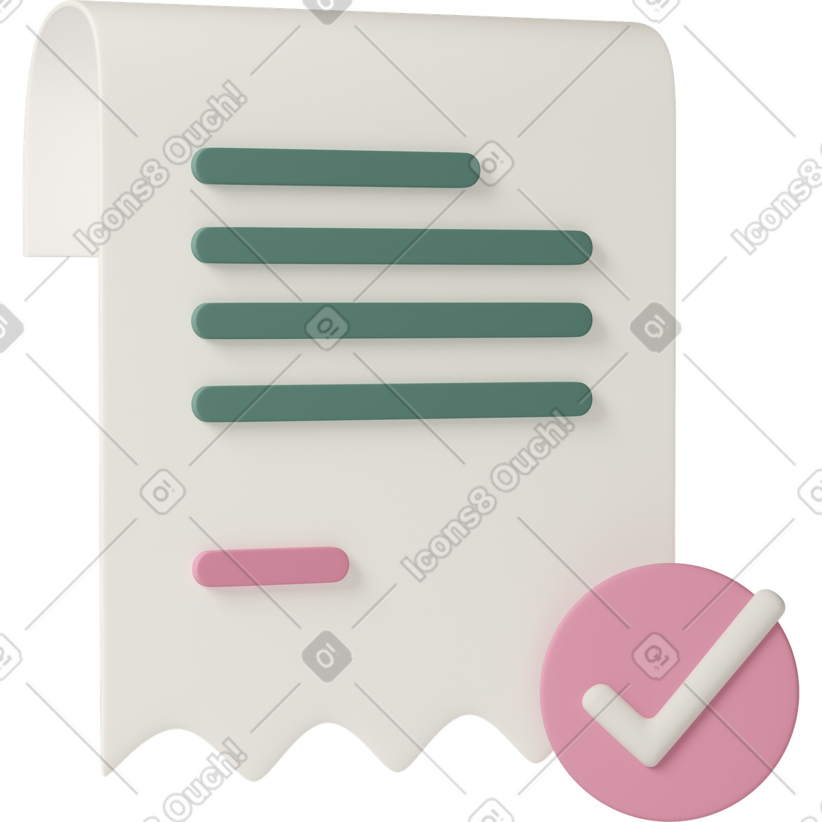 Иллюстрация Document with check mark в стиле 3D Casual life — скачать в форматах PNG, SVG