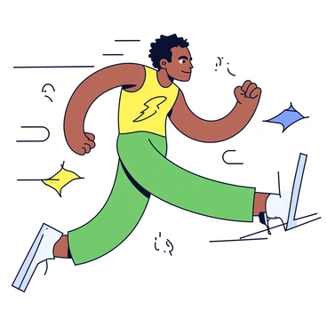 A superhero character resembling Usain Bolt in a dynamic pose, showcasing his speed powers. He wears a sleek, form-fitting costume featuring bold colors like yellow and green, with lightning bolt motifs. His muscles are well-defined, demonstrating strength and agility. The background features stylized motion lines to emphasize his super speed. The character has an energetic expression, with wind-swept hair, and is surrounded by blurred effects that suggest rapid movement.