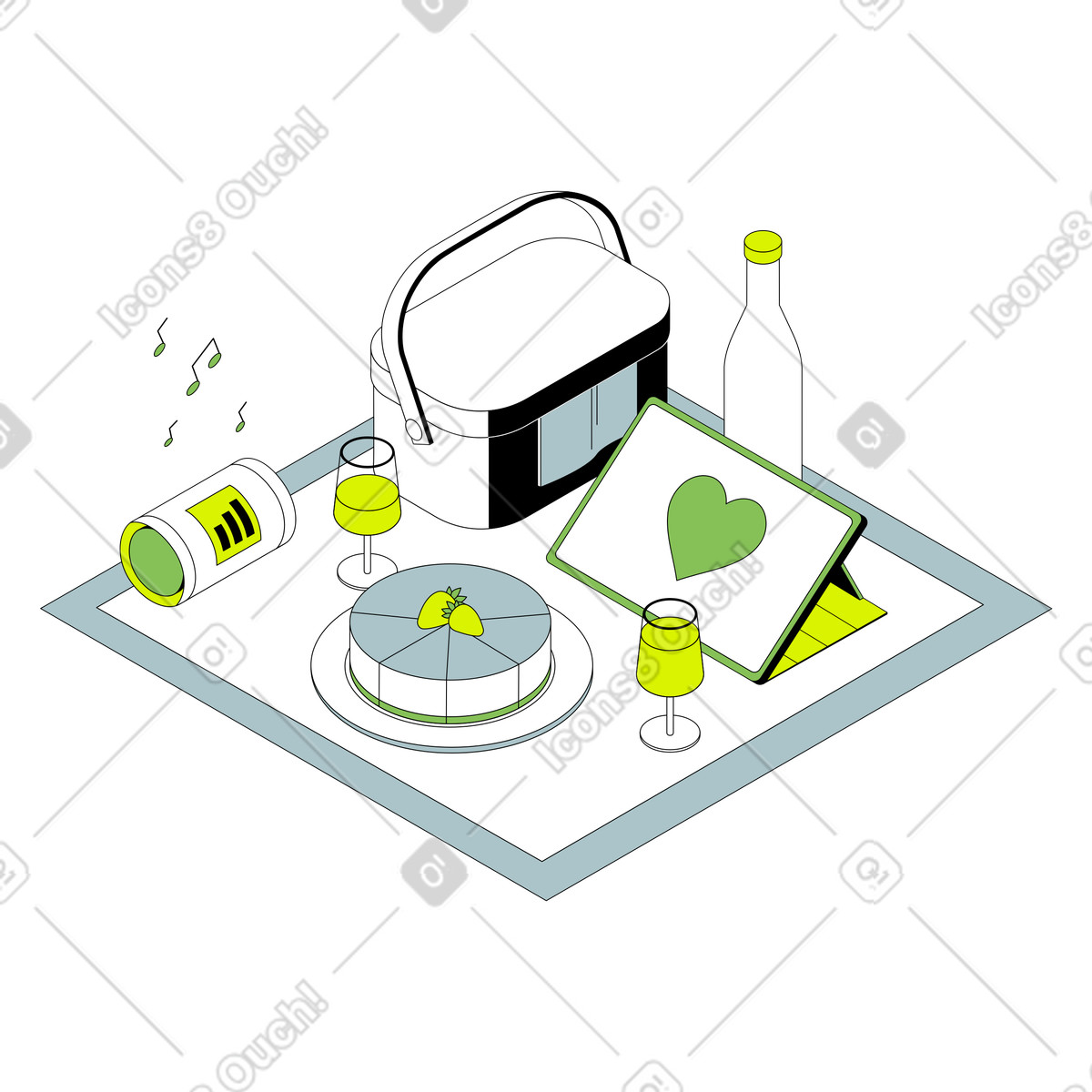 Picknick als romantisches date-Illustration in PNG, SVG