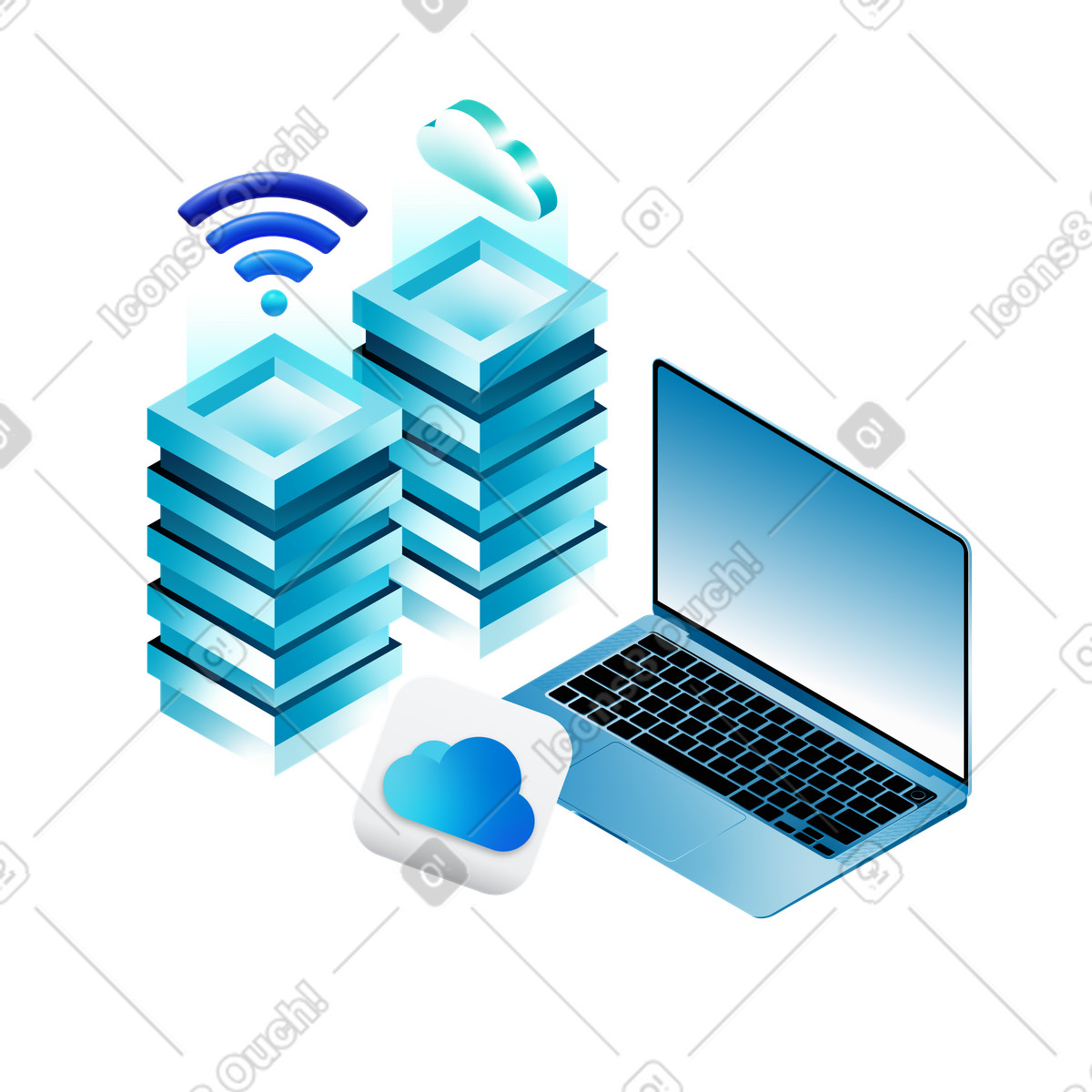 Cloud technology data transfer and storage illustration in PNG, SVG