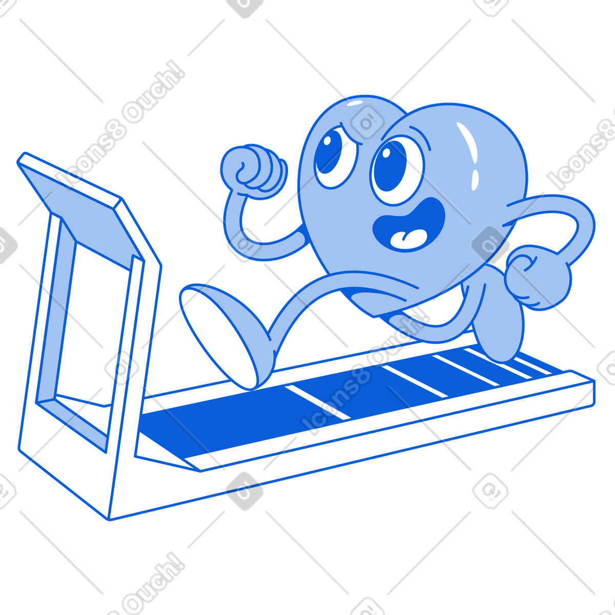 Heart running on treadmill illustration in Handy Line style download in PNG, SVG