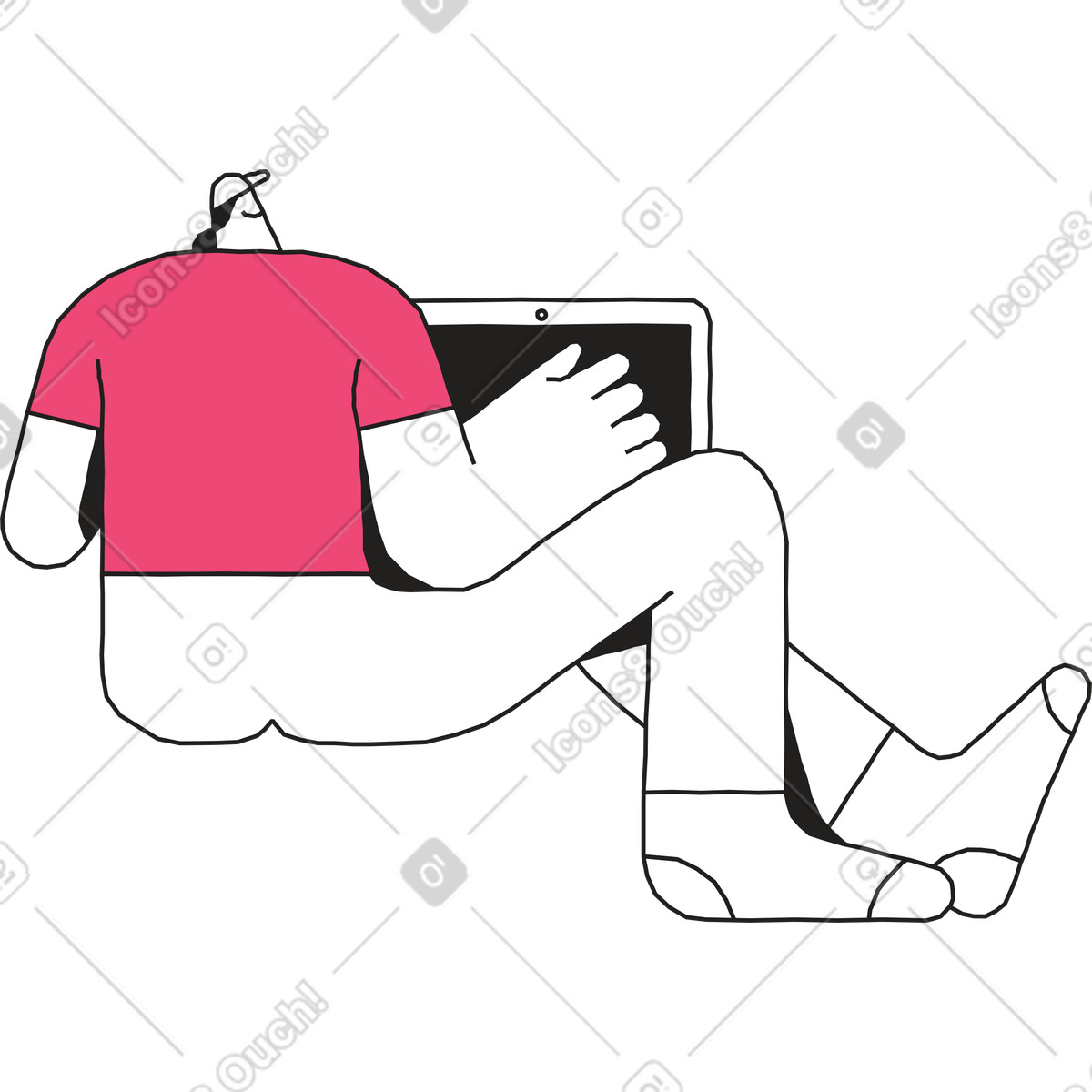 Uomo in berretto con il computer portatile illustrazione stile Dazzle Line scarica PNG, SVG