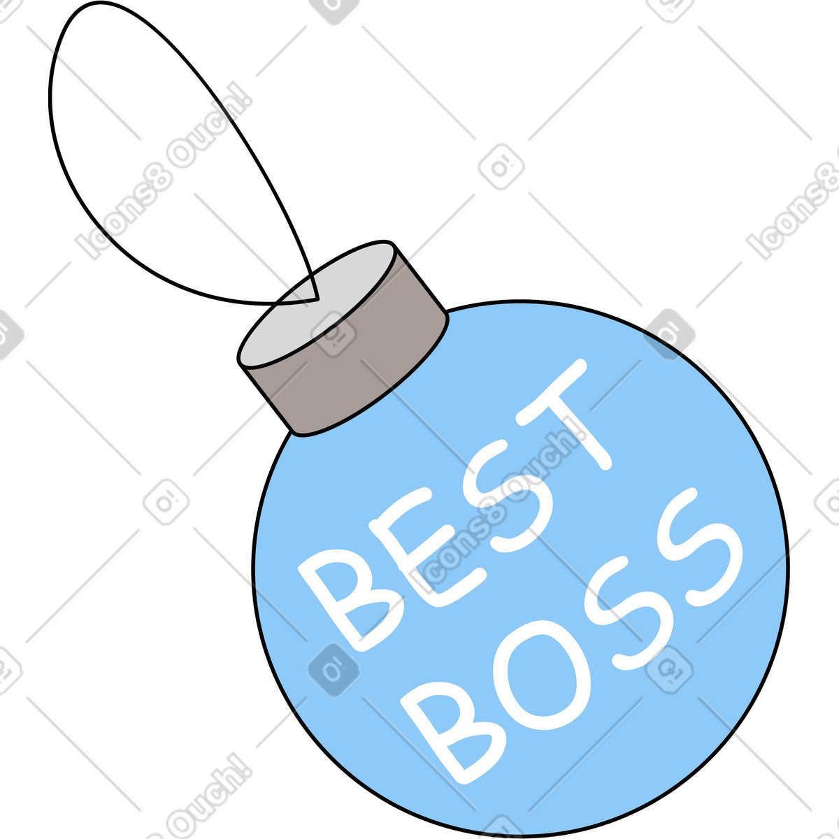 Ilustração de Lettering melhor chefe no texto da bola natal em estilo Sitcom para baixar em PNG, SVG
