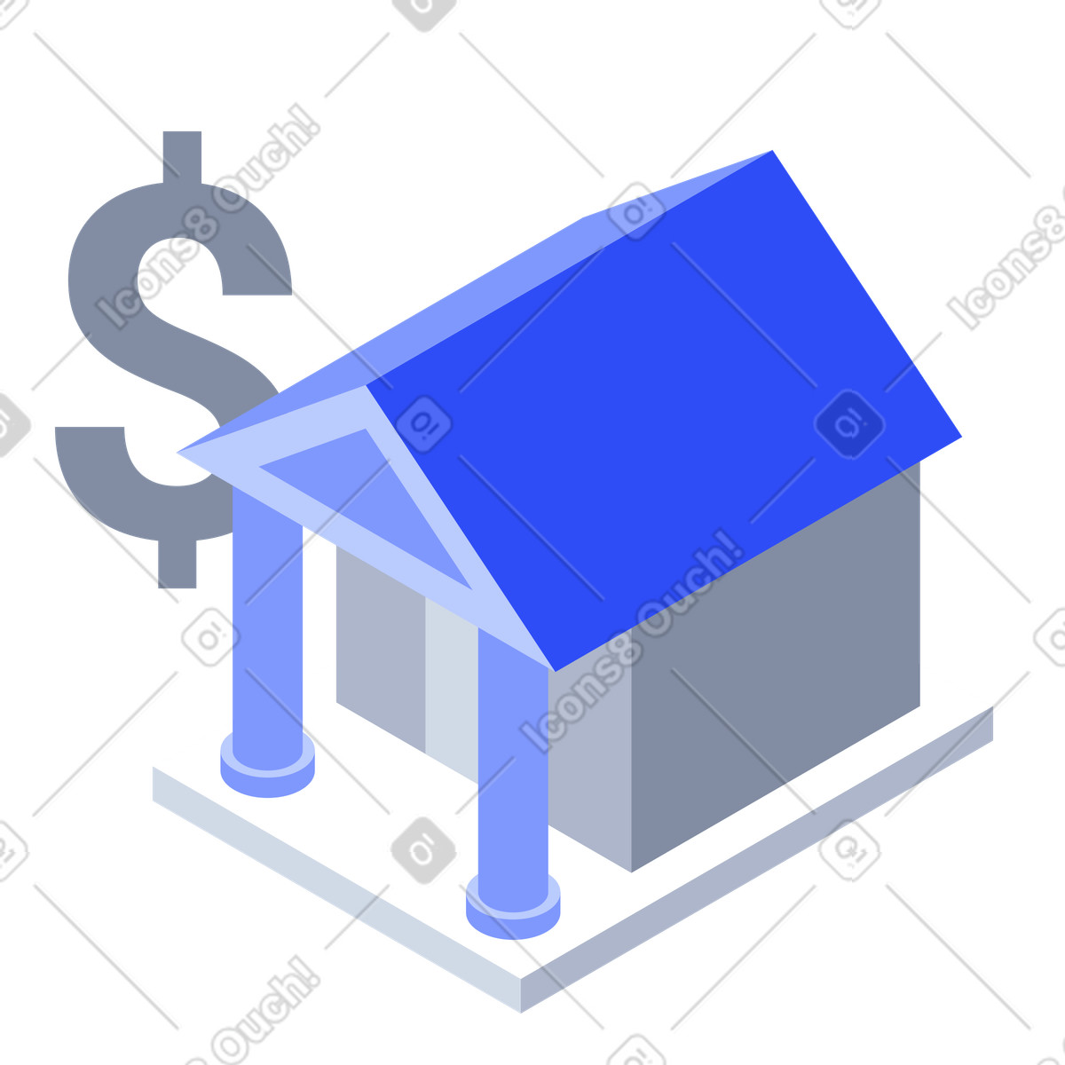 Bank building representing financial institution services and money management concept-Illustration im System-Stil als Download in PNG, SVG