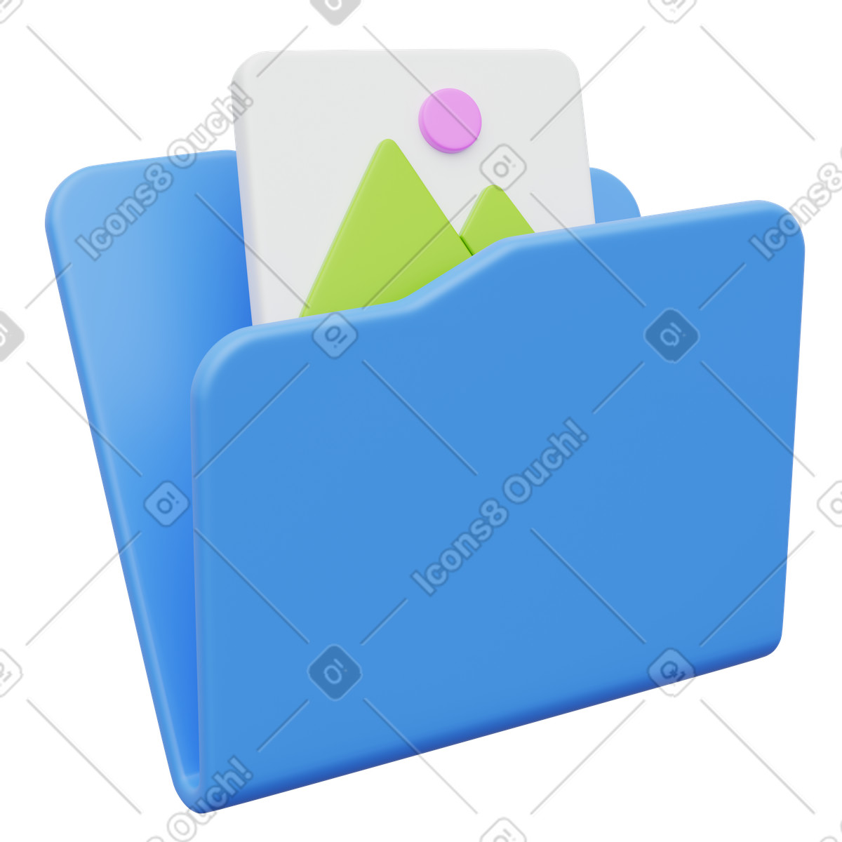 Folder icon for organizing digital photo files on computer desktop illustration in 3D Playful style download in PNG, SVG