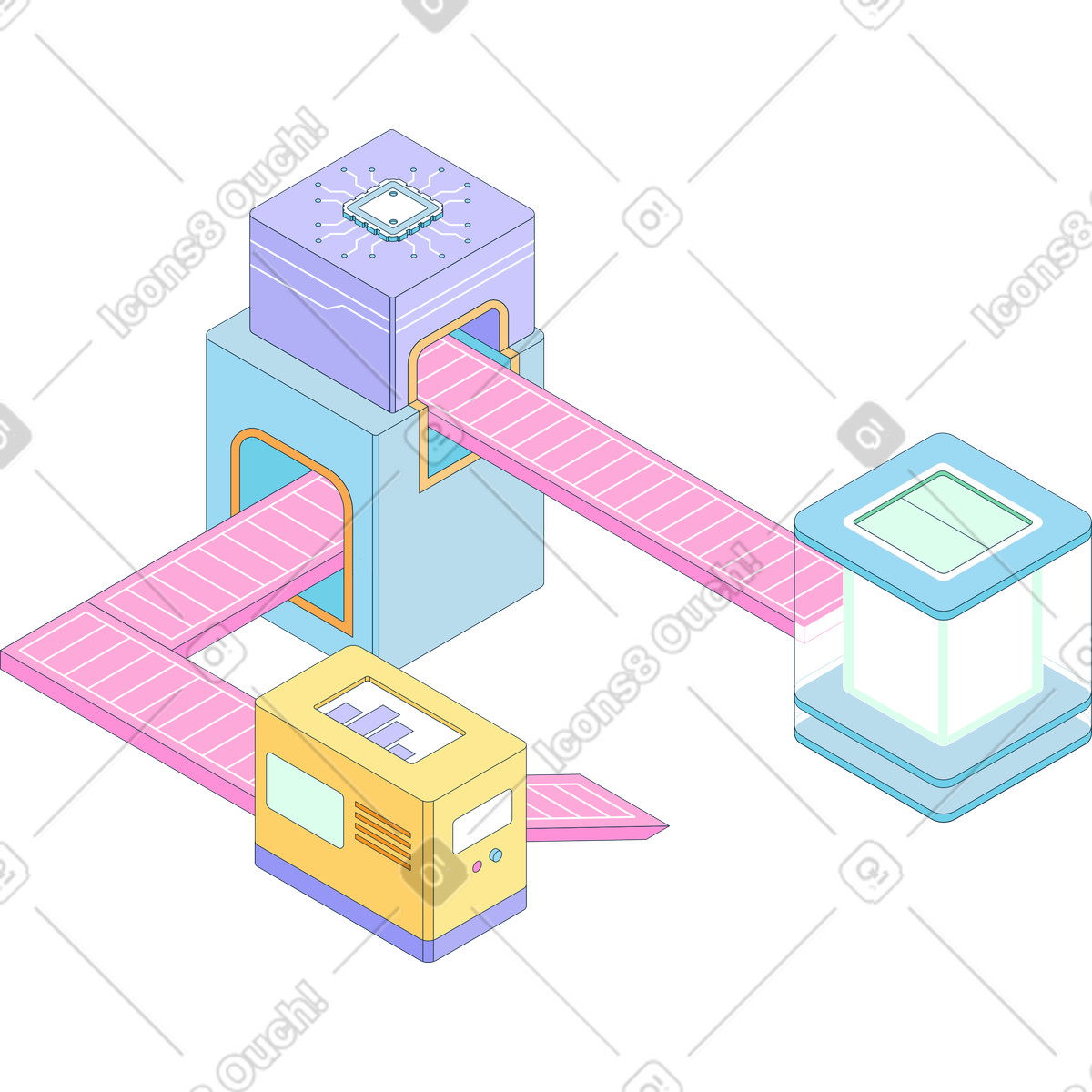 Automated smart factory illustration in PNG, SVG