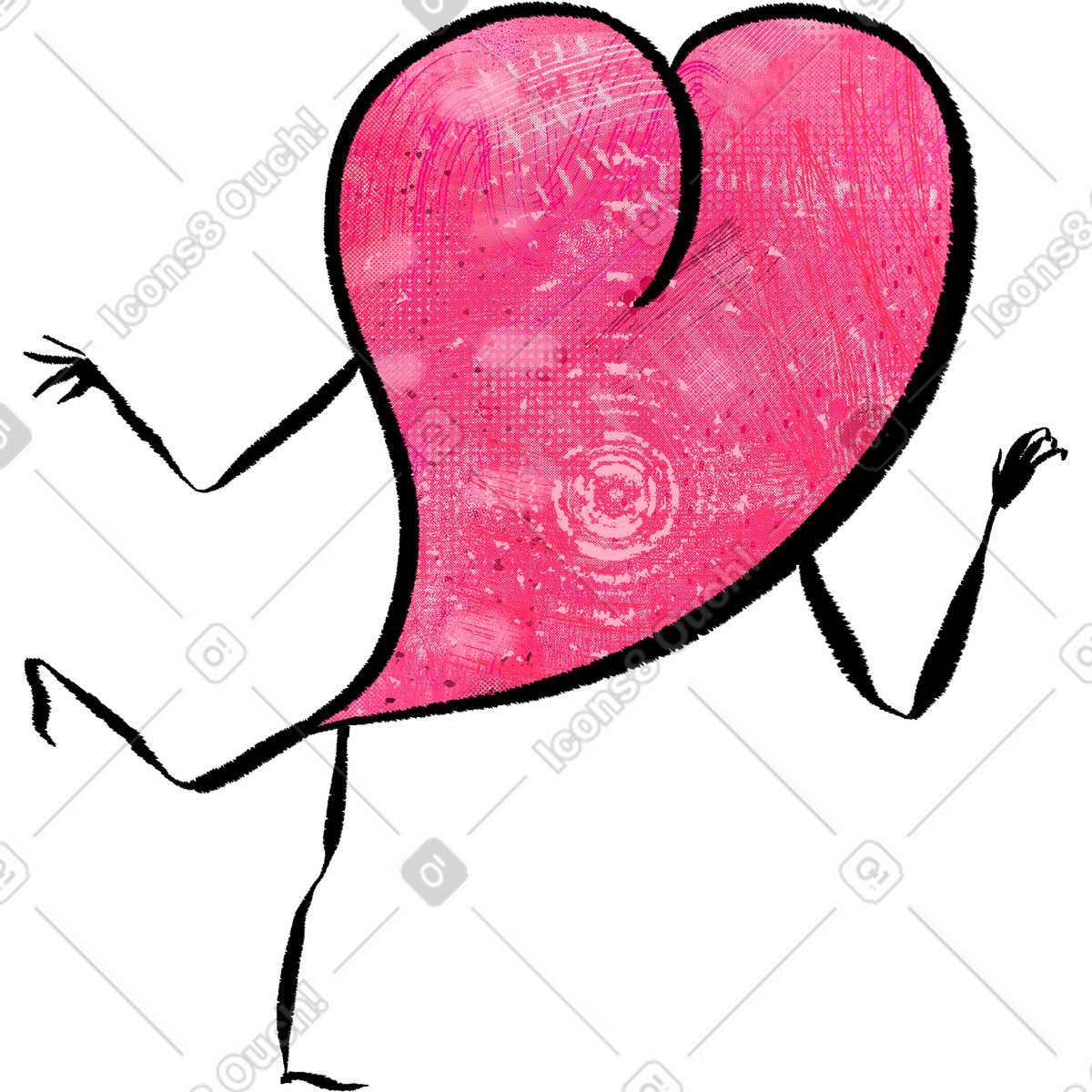 Heart standing on one leg illustration in Doobry style download in PNG, SVG