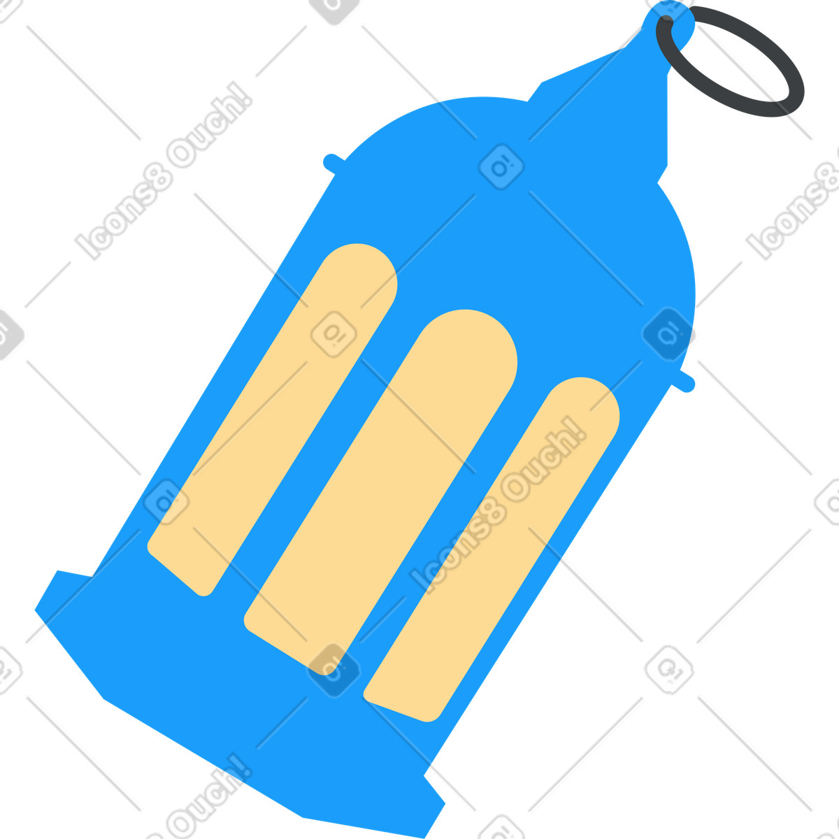 Blue lantern illustration in Kiddo style download in PNG, SVG