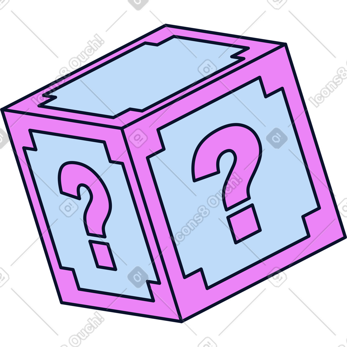 Illustration Boîte avec une question dans le style Flexy à télécharger aux formats PNG, SVG