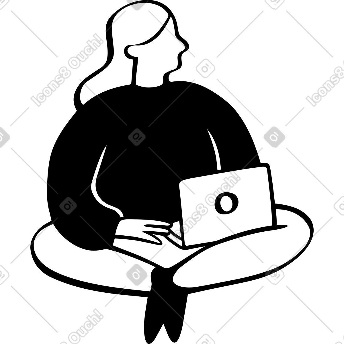 Woman illustration in Journal style download in PNG, SVG
